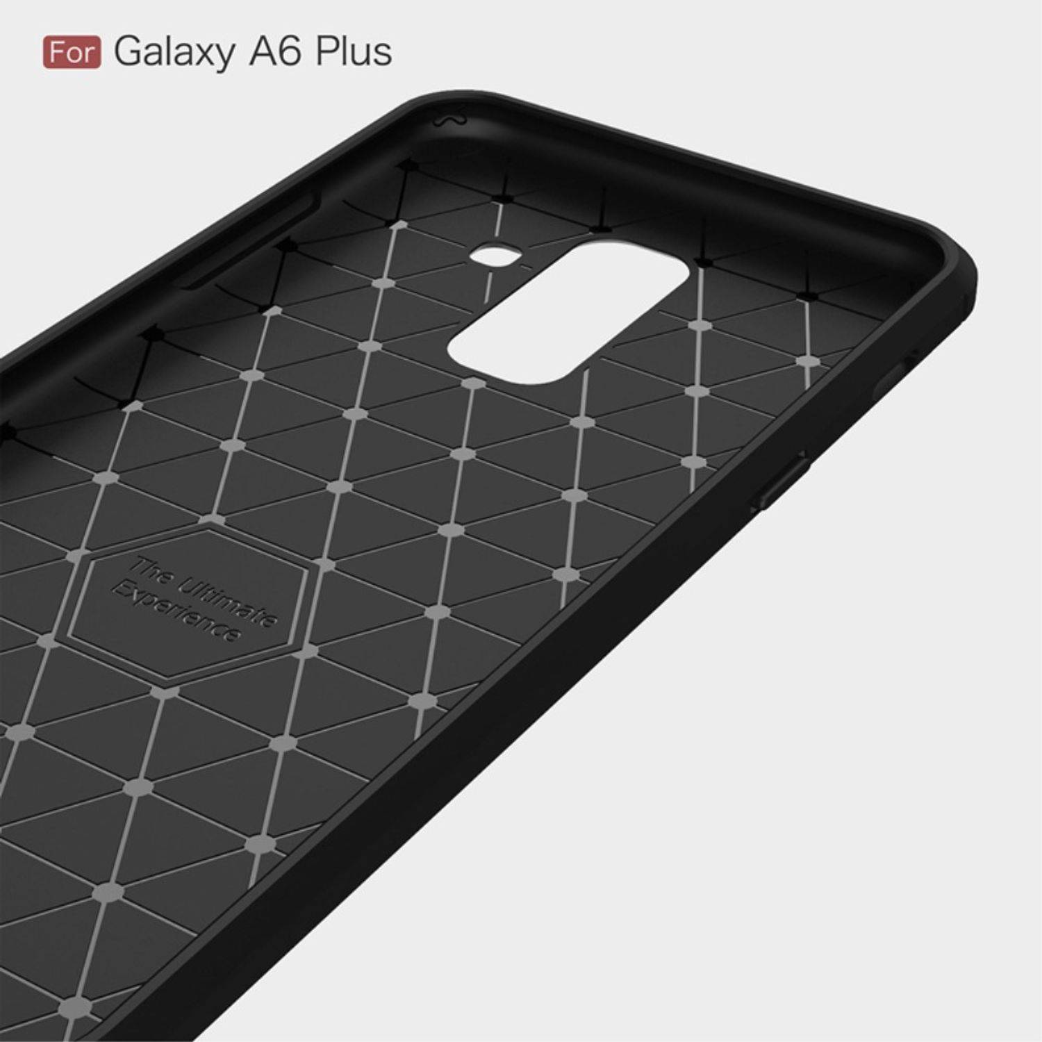 Samsung Galaxy A6 Plus (2018) Handyhülle Carbon Optik Backcover Schwarz