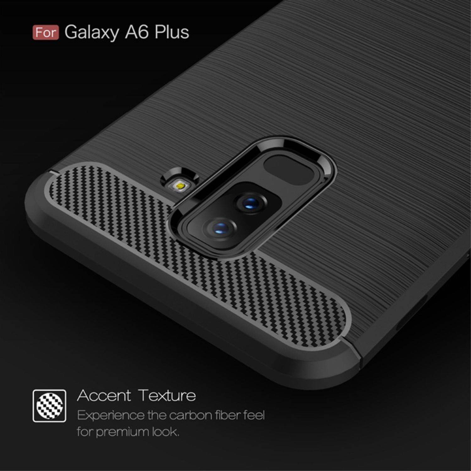 Samsung Galaxy A6 Plus (2018) Handyhülle Carbon Optik Backcover Schwarz