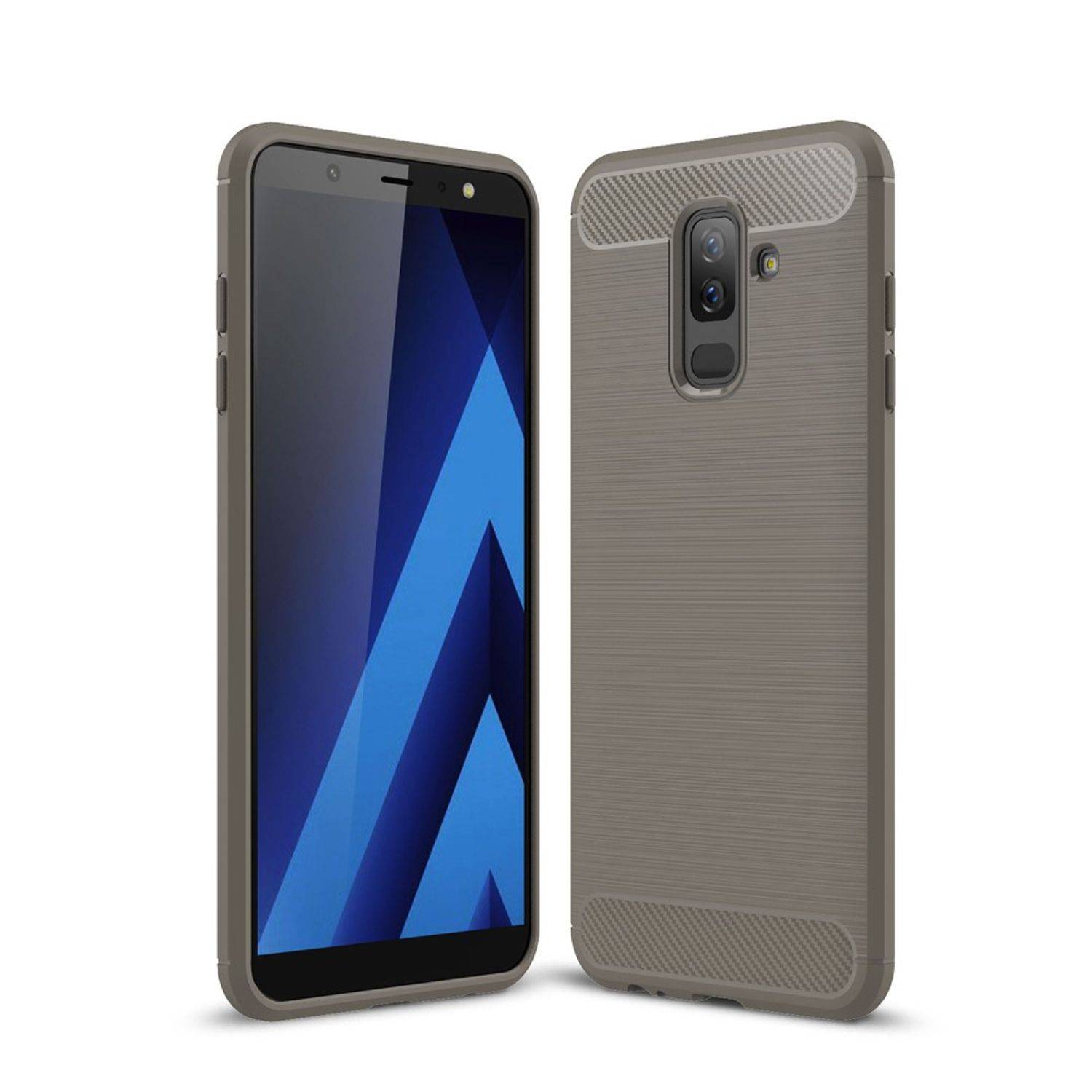 Samsung Galaxy A6 Plus (2018) Handyhülle Carbon Optik Backcover Grau