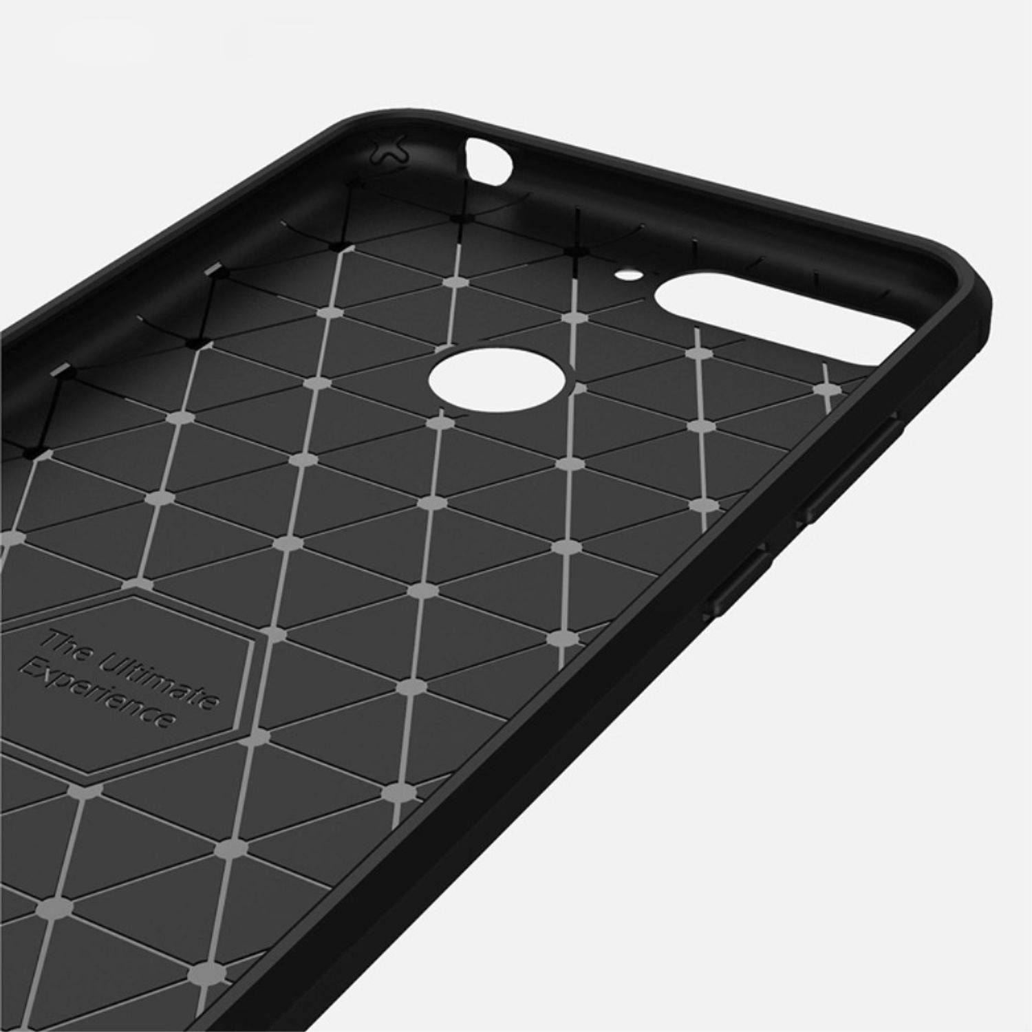 Huawei Honor 7A Handyhülle Carbon Optik Backcover Grau