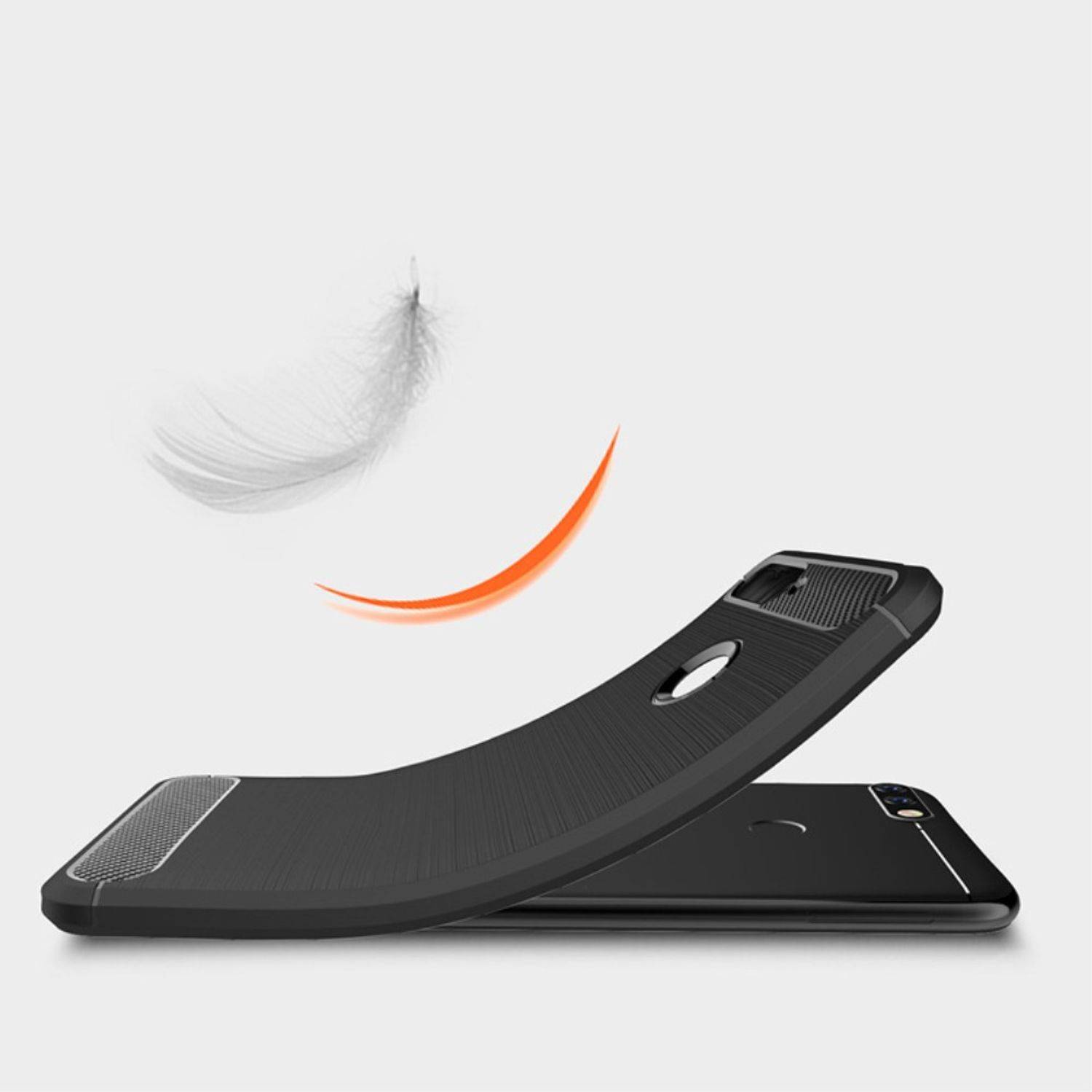Huawei Honor 7A Handyhülle Carbon Optik Backcover Grau