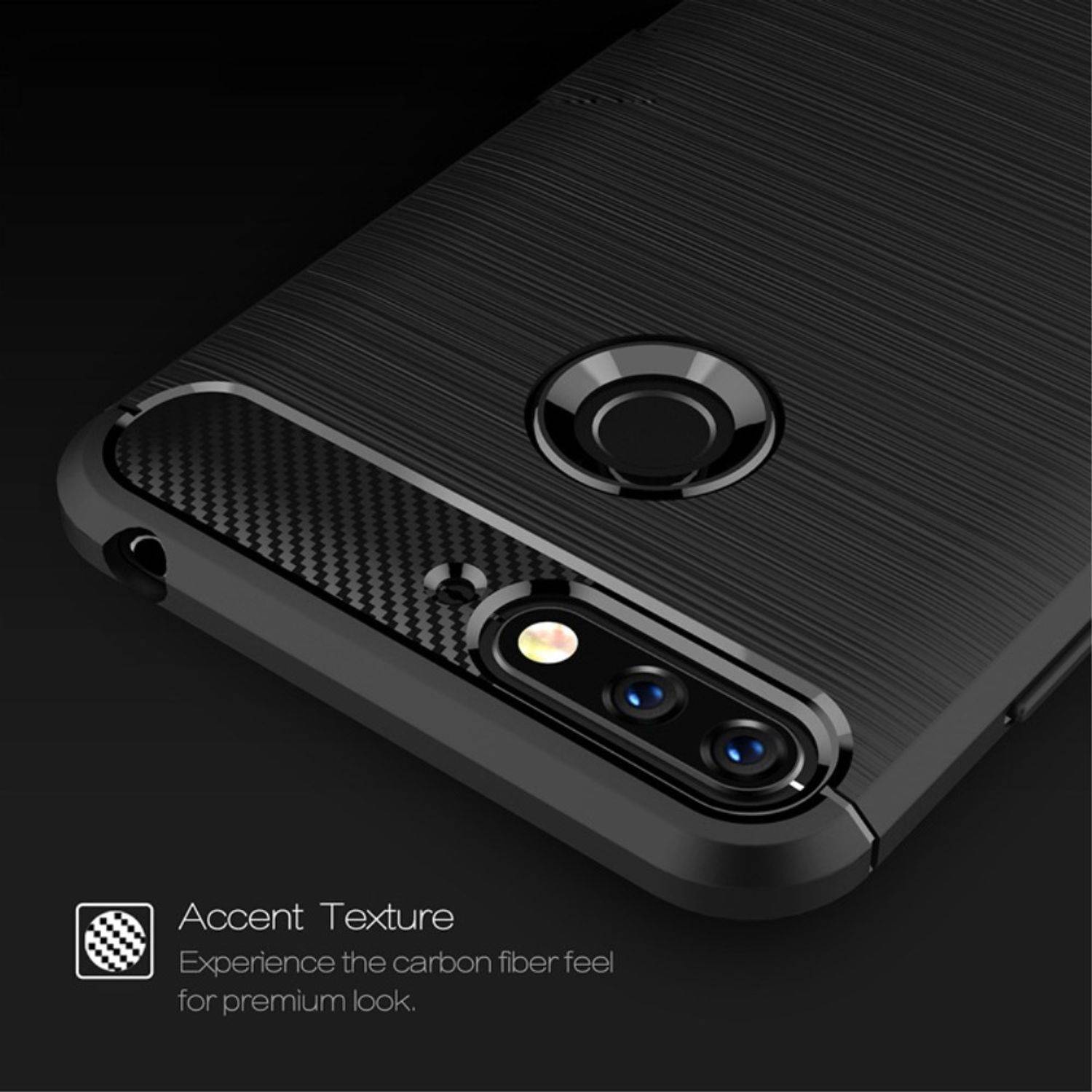 Huawei Honor 7A Handyhülle Carbon Optik Backcover Grau