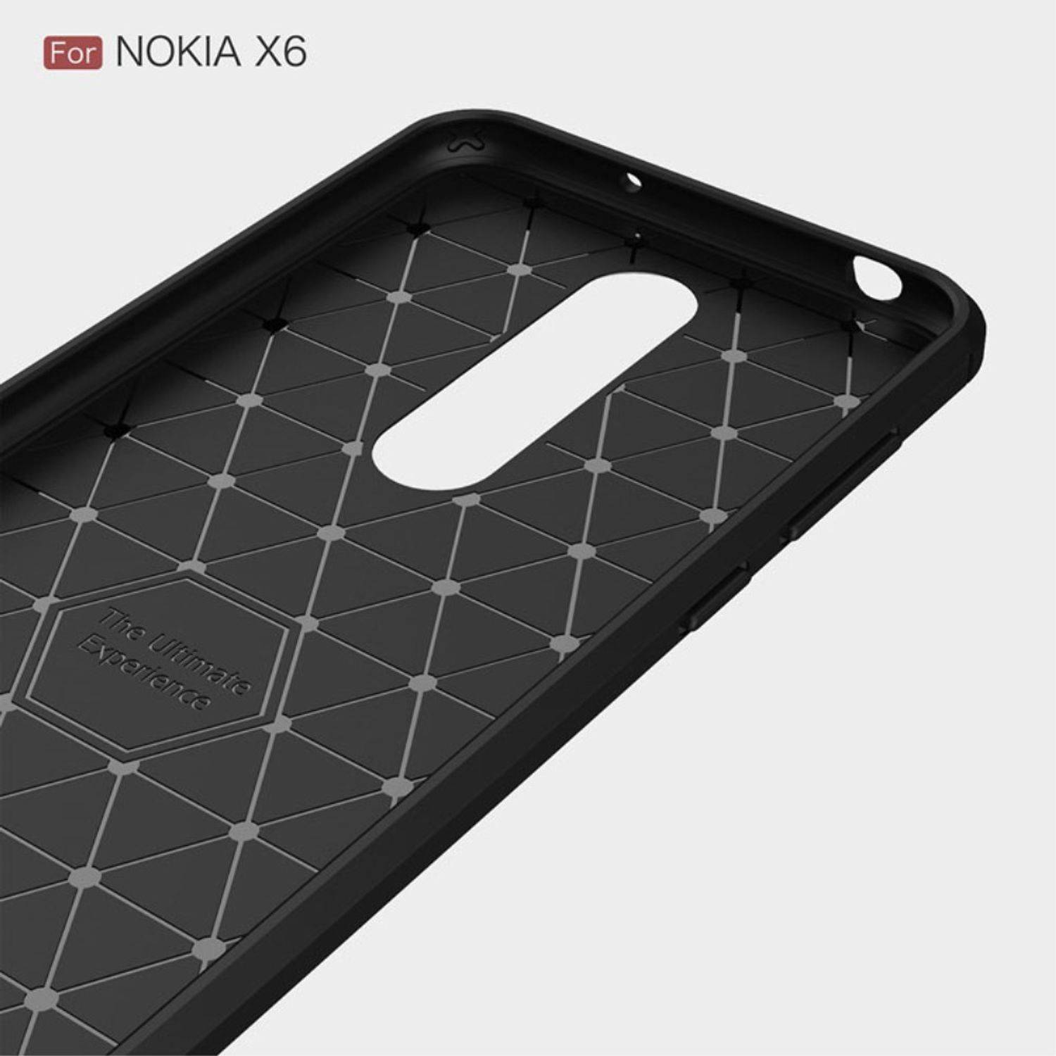 Nokia X6 Handyhülle Carbon Optik Backcover Schwarz