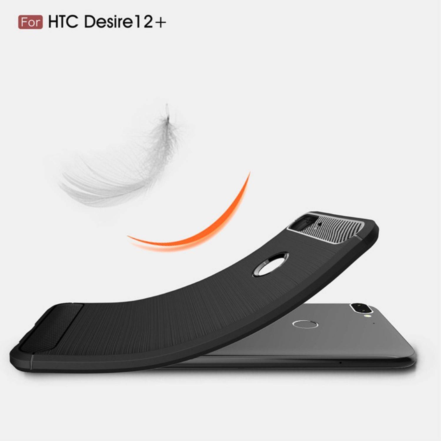 HTC Desire 12 Plus Handyhülle Carbon Optik Backcover Grau
