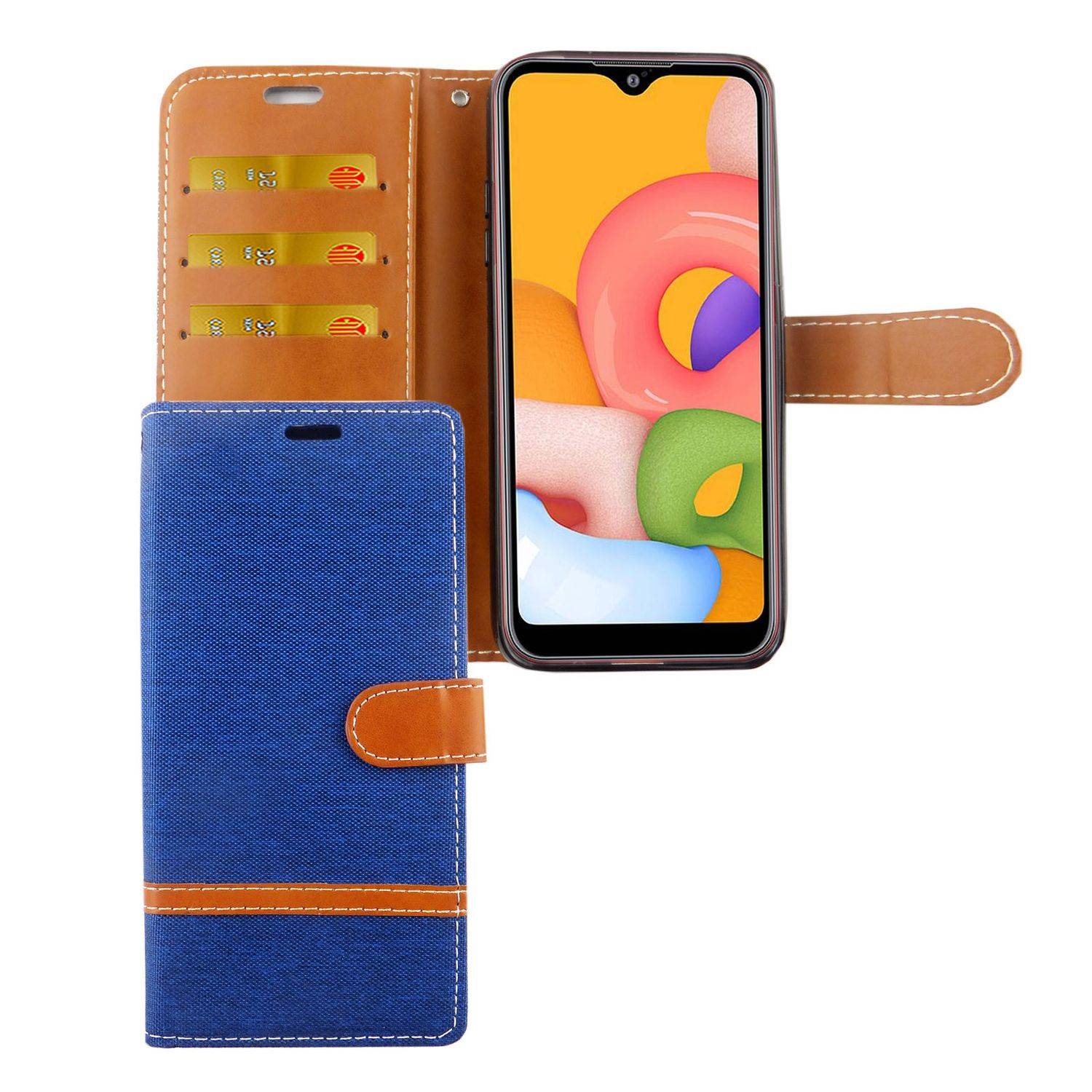 Samsung Galaxy A01 Handyhülle Bookcover Blau