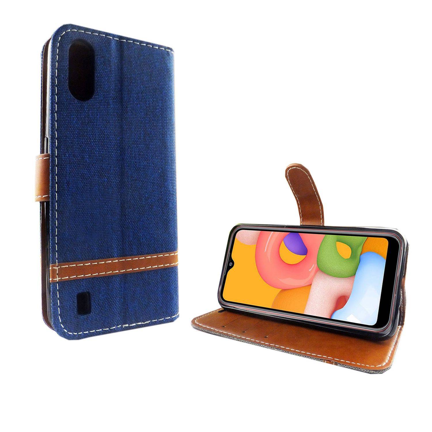 Samsung Galaxy A01 Handyhülle Bookcover Blau
