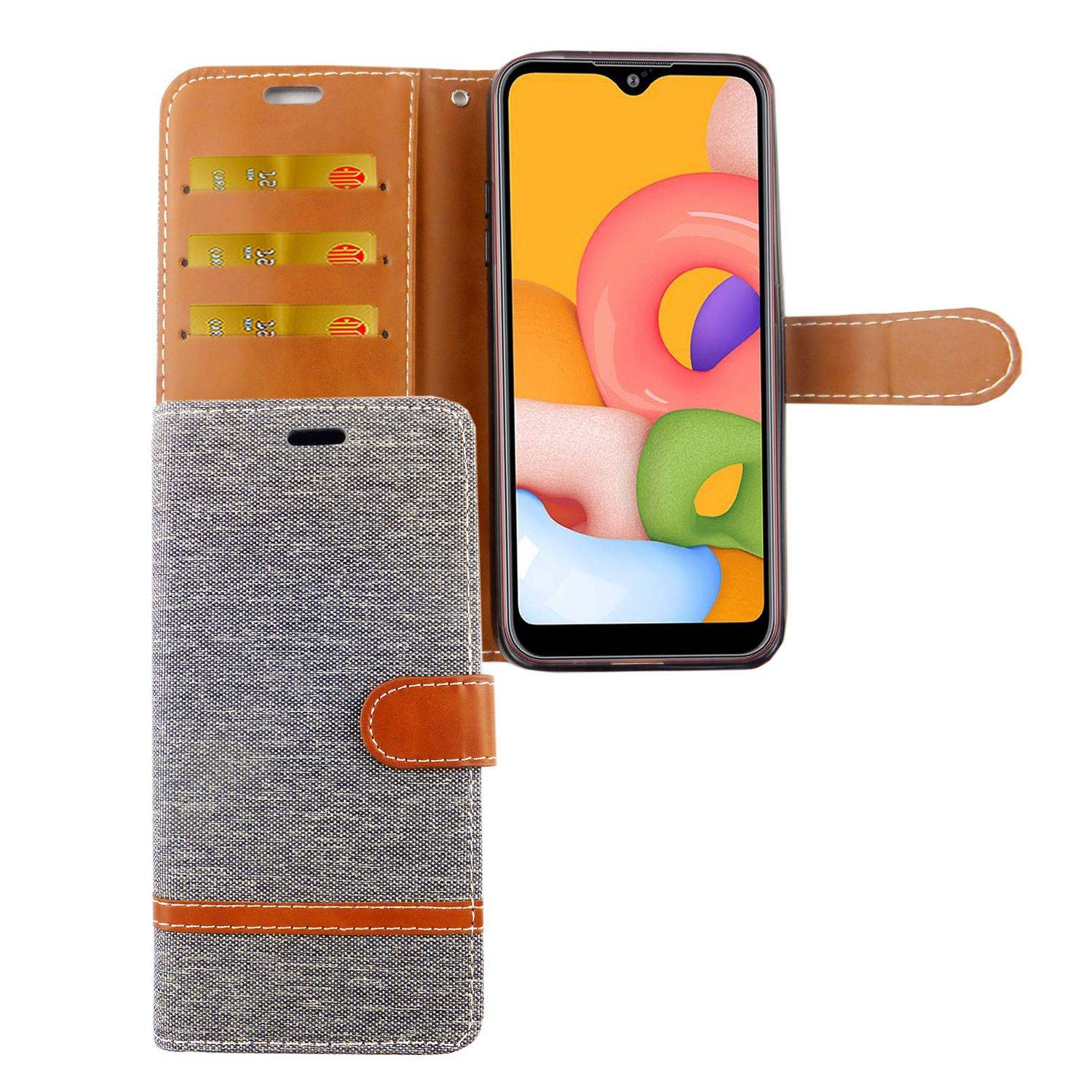 Samsung Galaxy A01 Handyhülle Bookcover Grau