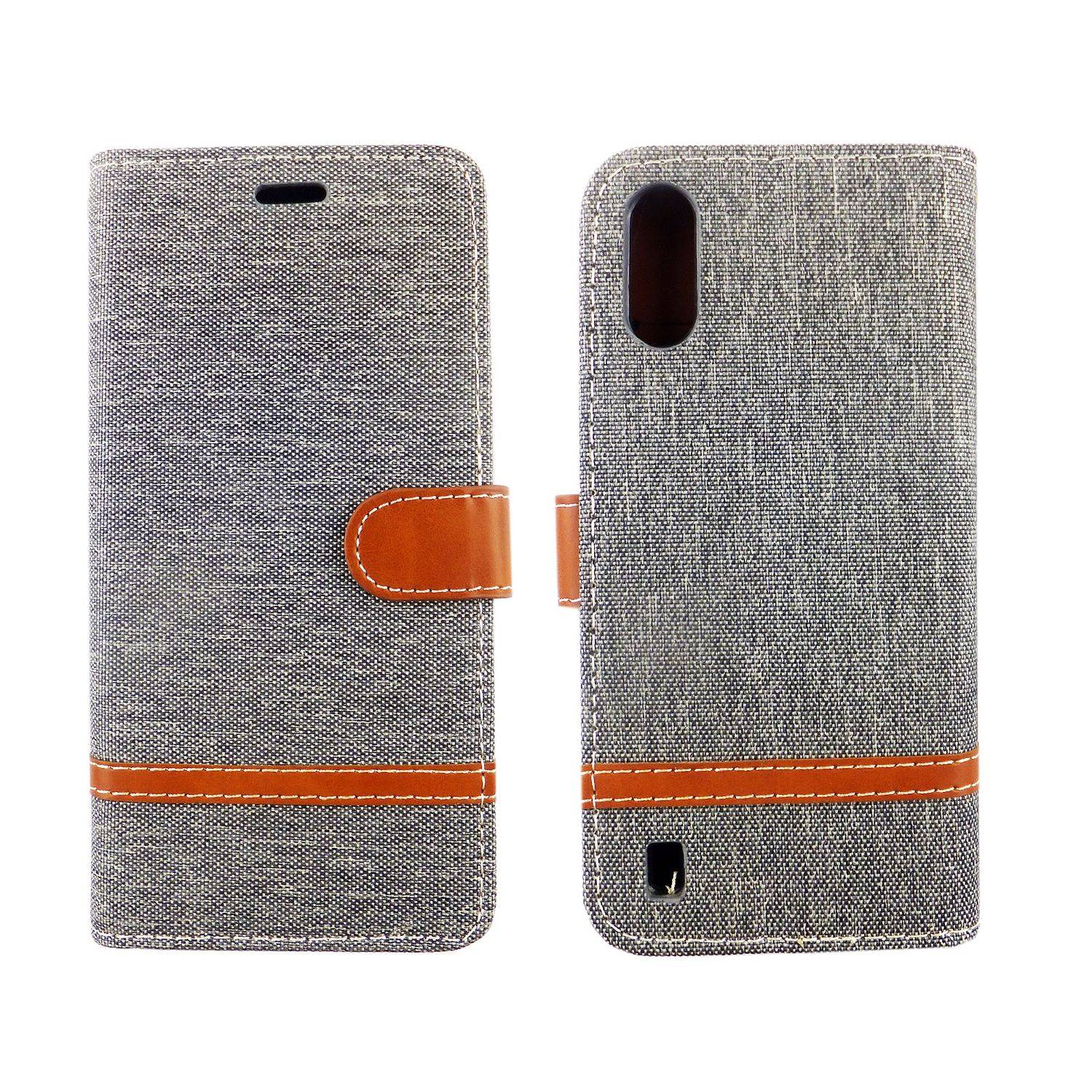 Samsung Galaxy A01 Handyhülle Bookcover Grau