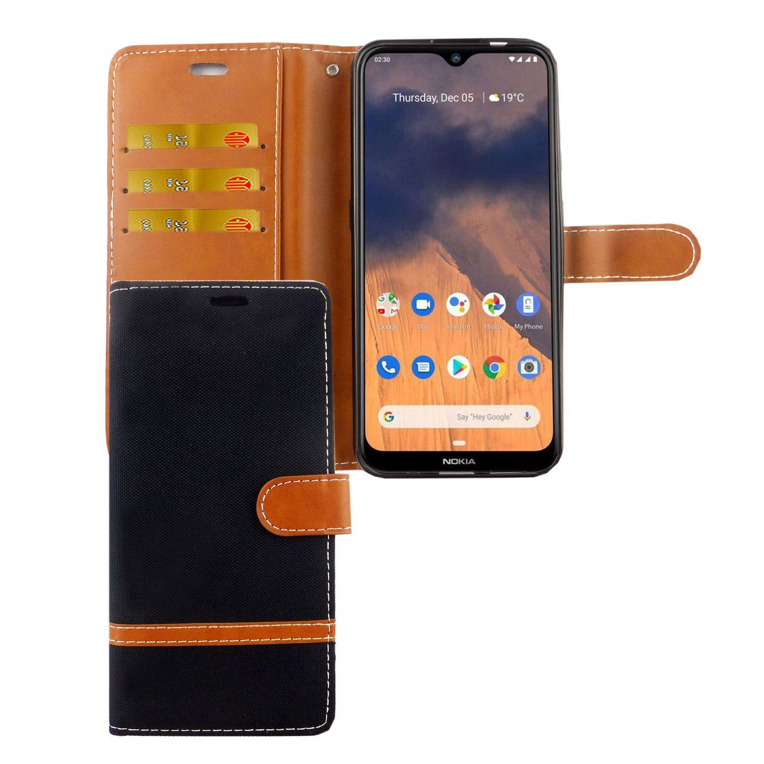 Nokia 2.3 Handyhülle Bookcover Schwarz