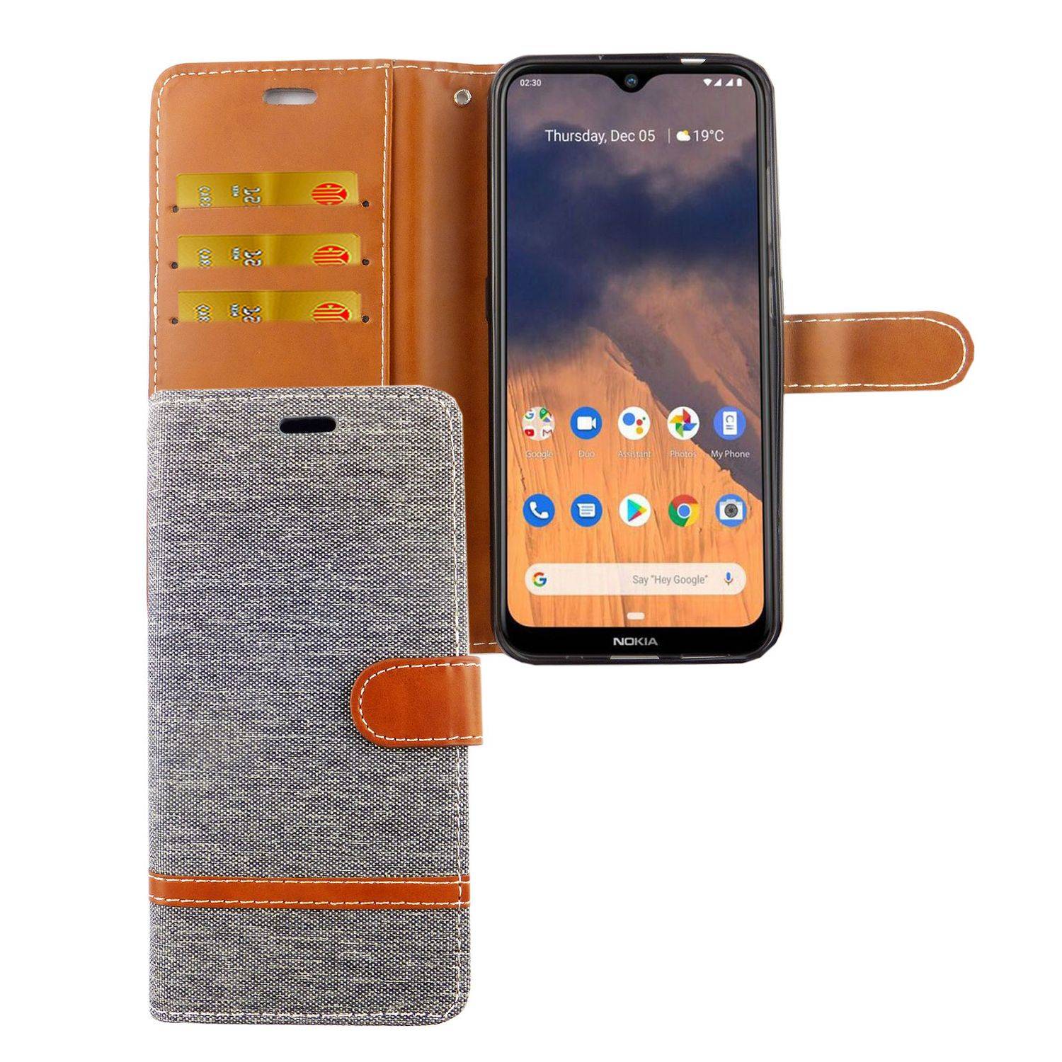 Nokia 2.3 Handyhülle Bookcover Grau