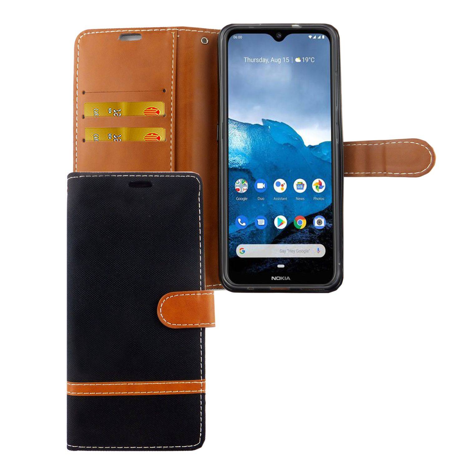 Nokia 6.2 Handyhülle Bookcover Schwarz