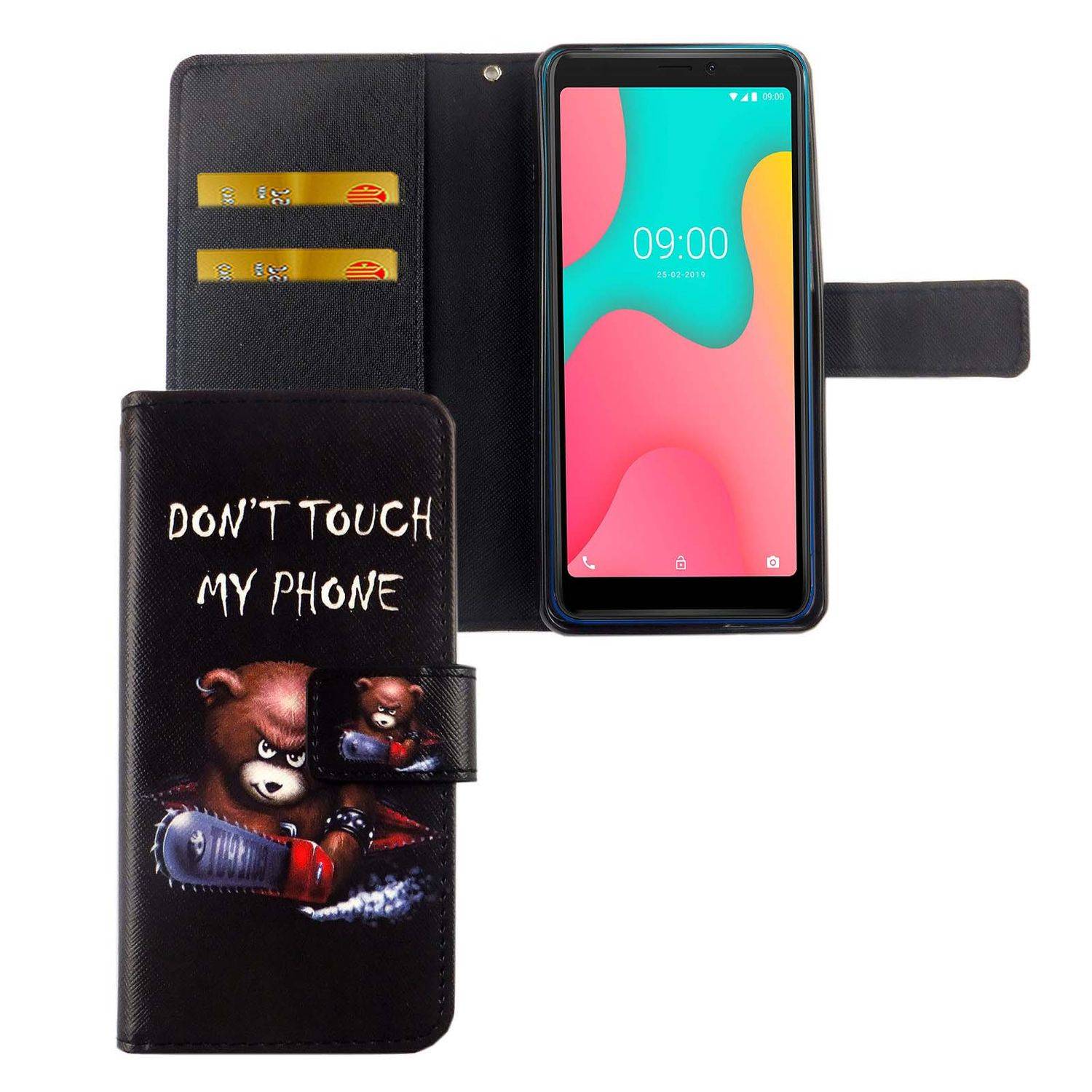 Wiko Y60 Handyhülle Bookcover Schwarz