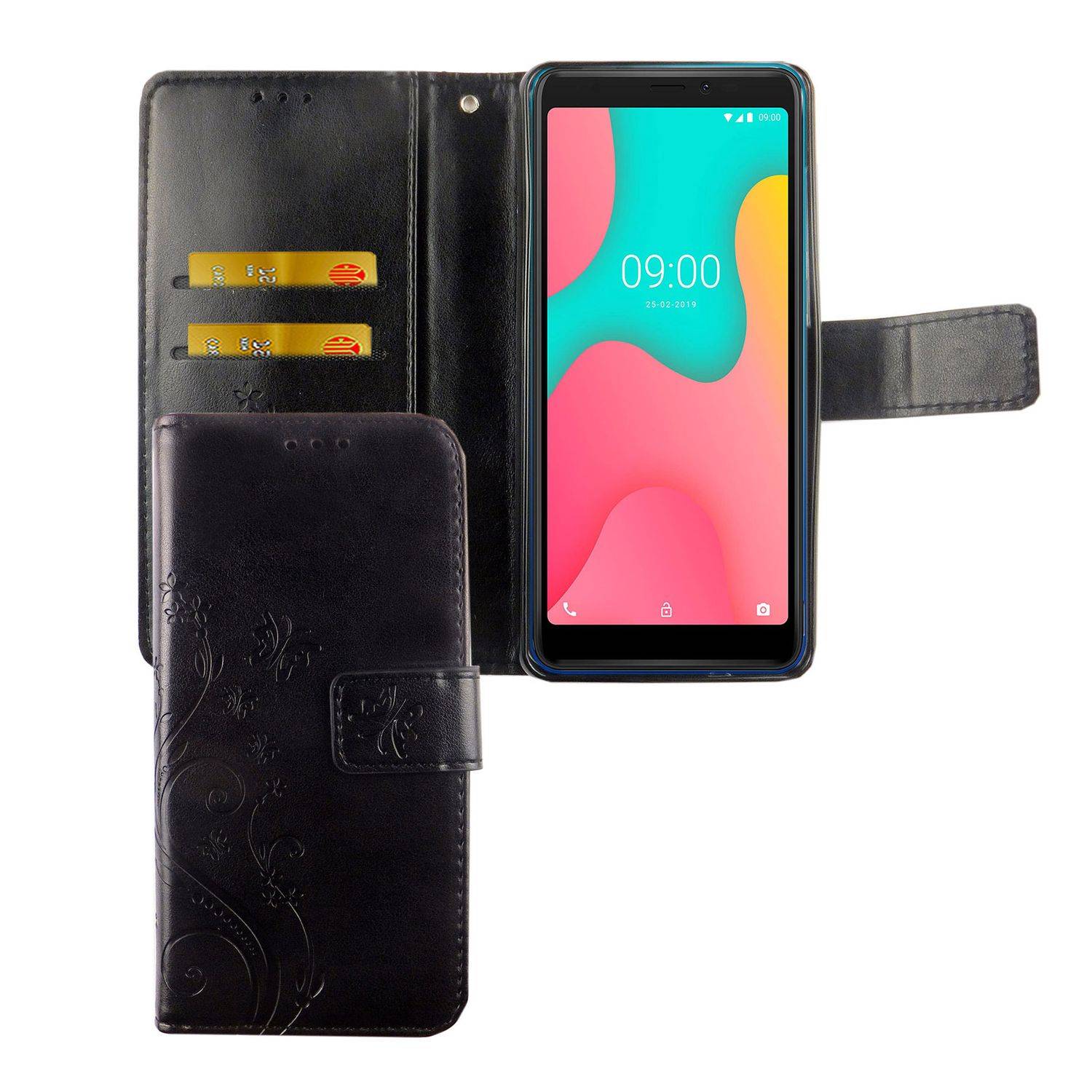 Wiko Y60 Handyhülle Bookcover Schwarz