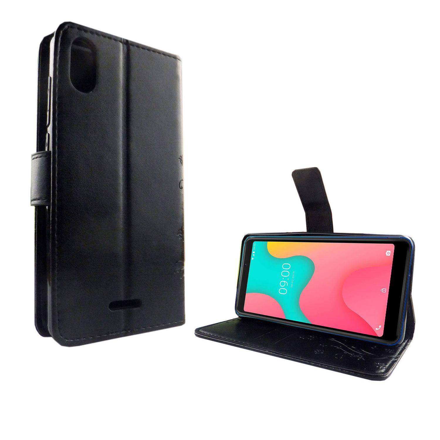 Wiko Y60 Handyhülle Bookcover Schwarz