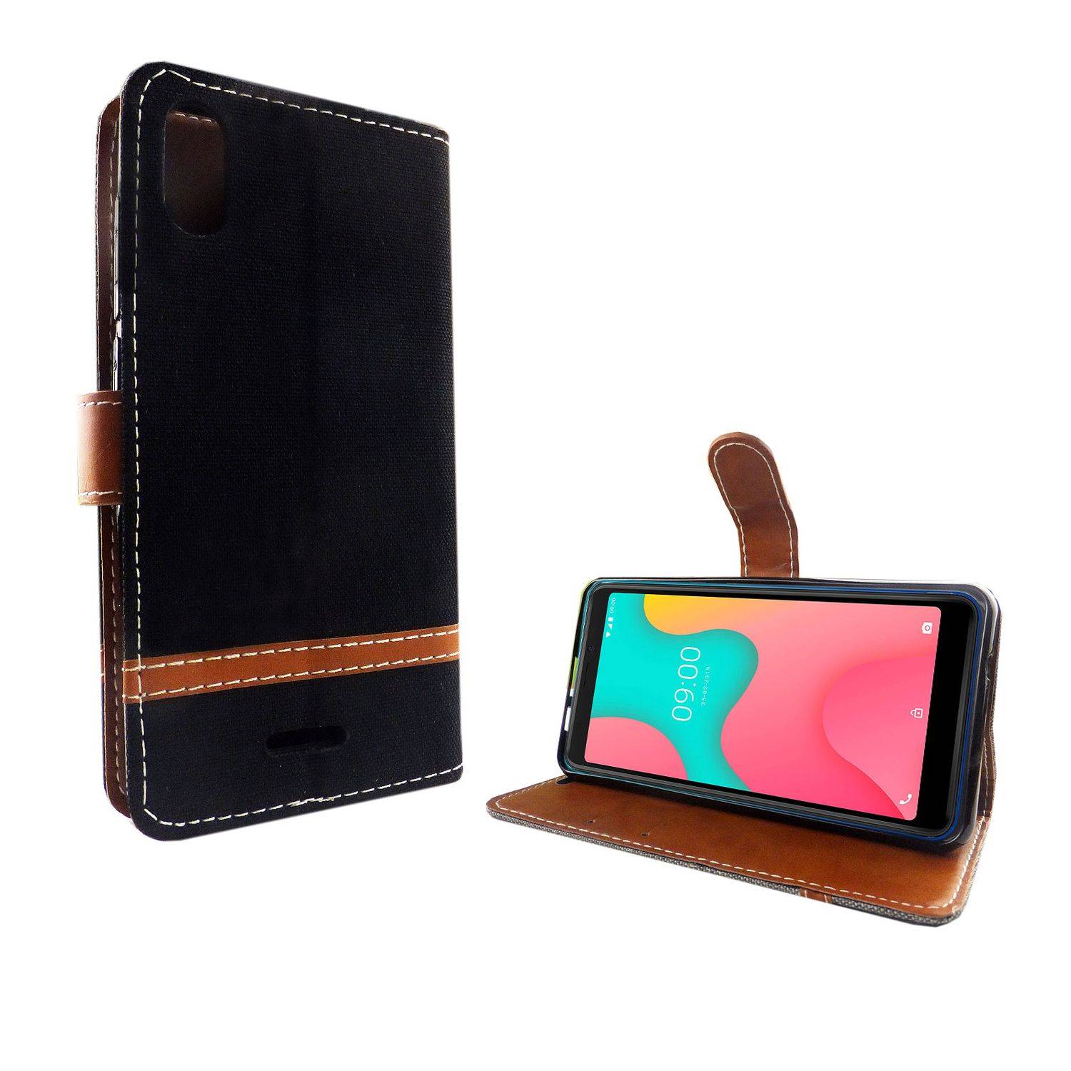 Wiko Y60 Handyhülle Bookcover Schwarz