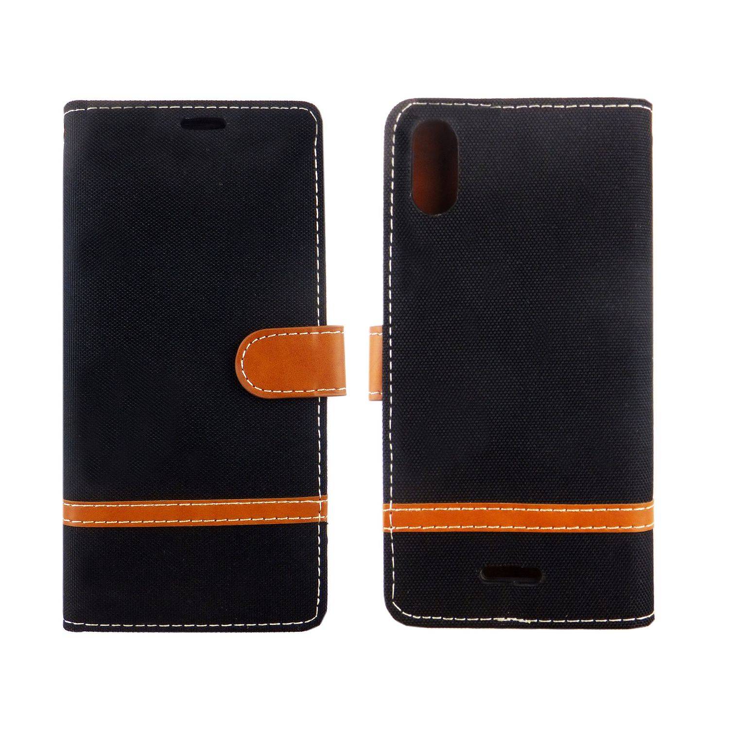 Wiko Y60 Handyhülle Bookcover Schwarz