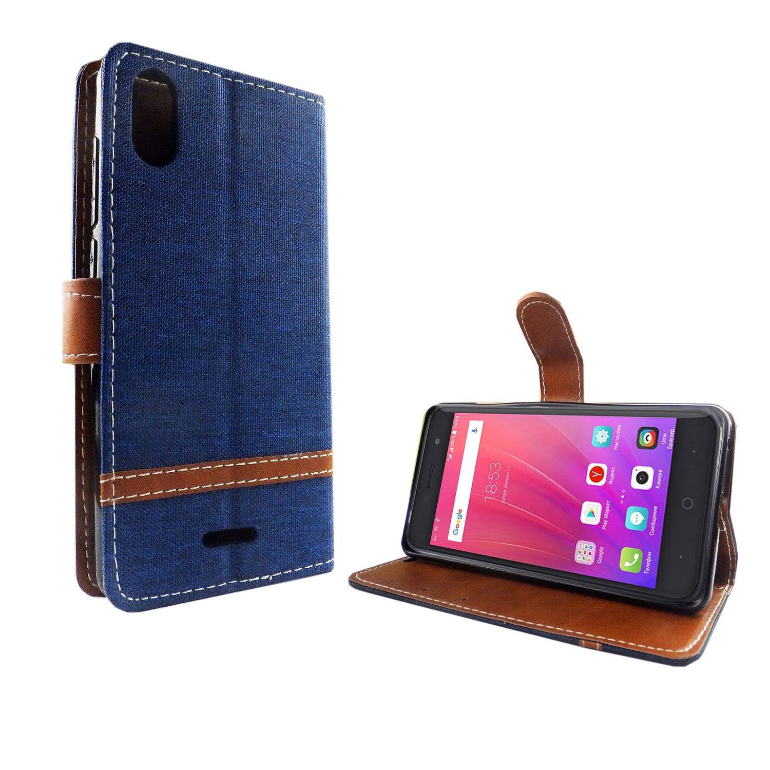 Wiko Y60 Handyhülle Bookcover Blau