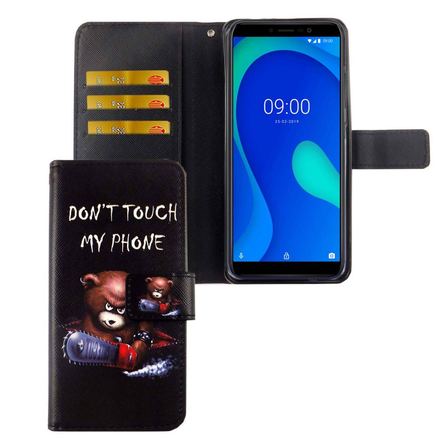 Wiko Y80 Handyhülle Bookcover Schwarz