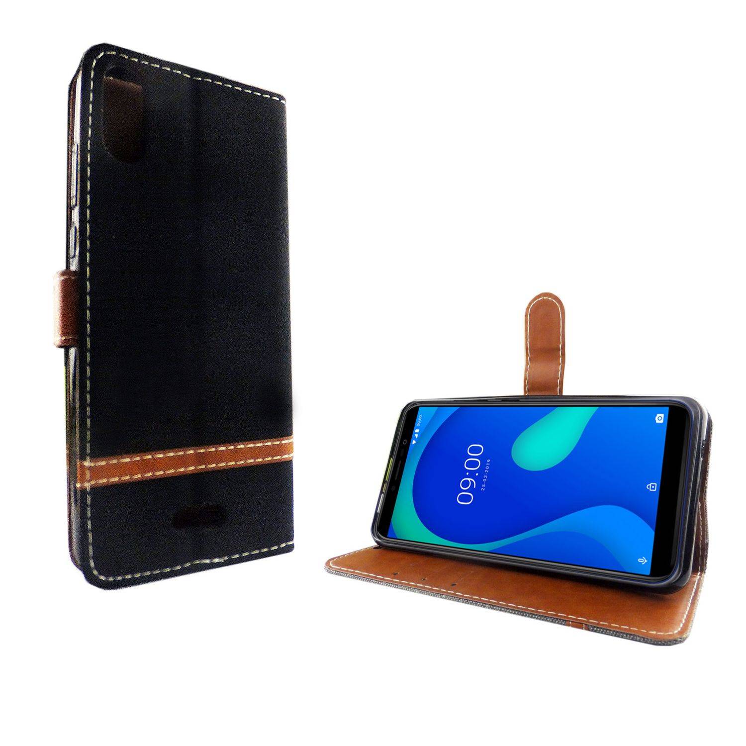 Wiko Y80 Handyhülle Bookcover Schwarz