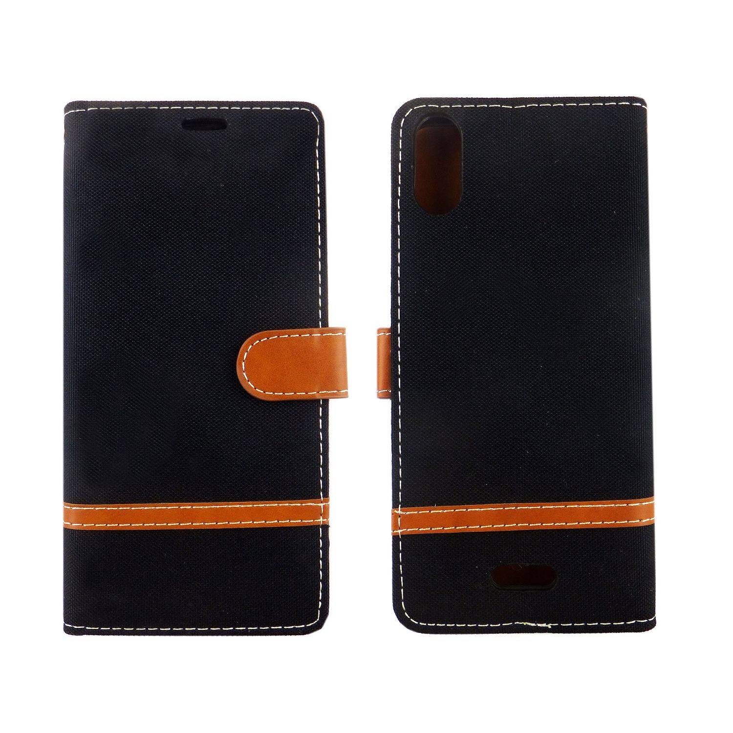 Wiko Y80 Handyhülle Bookcover Schwarz