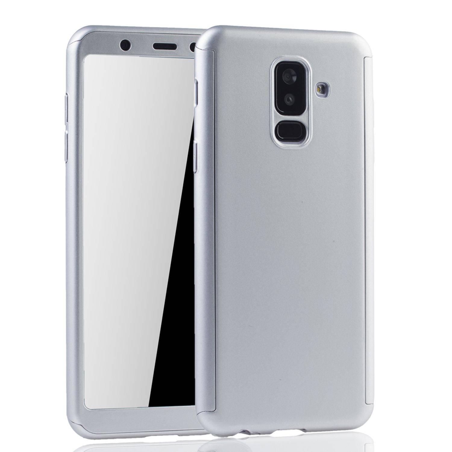 Samsung Galaxy A6 Plus (2018) Handyhülle 360 Grad Schutz Full Cover Silber