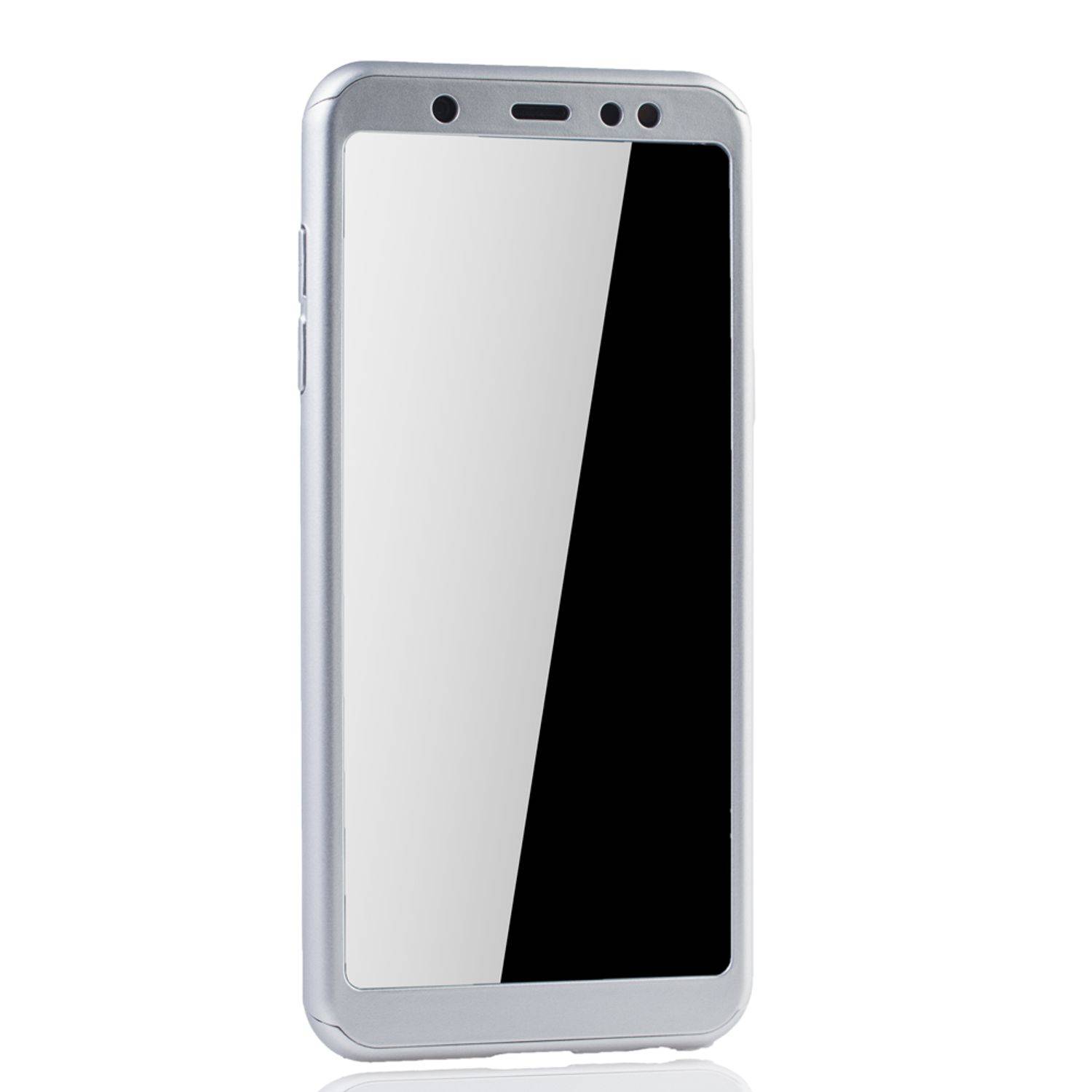 Samsung Galaxy A6 Plus (2018) Handyhülle 360 Grad Schutz Full Cover Silber