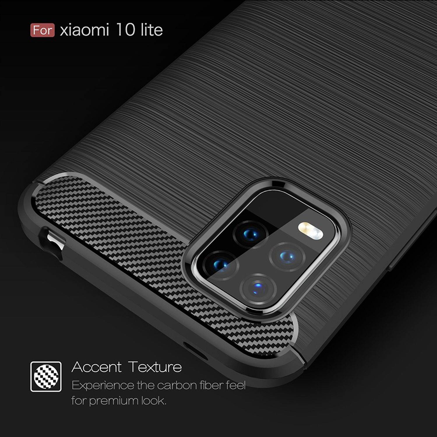 Xiaomi Mi 10 Lite Handyhülle Carbon Optik Backcover Blau