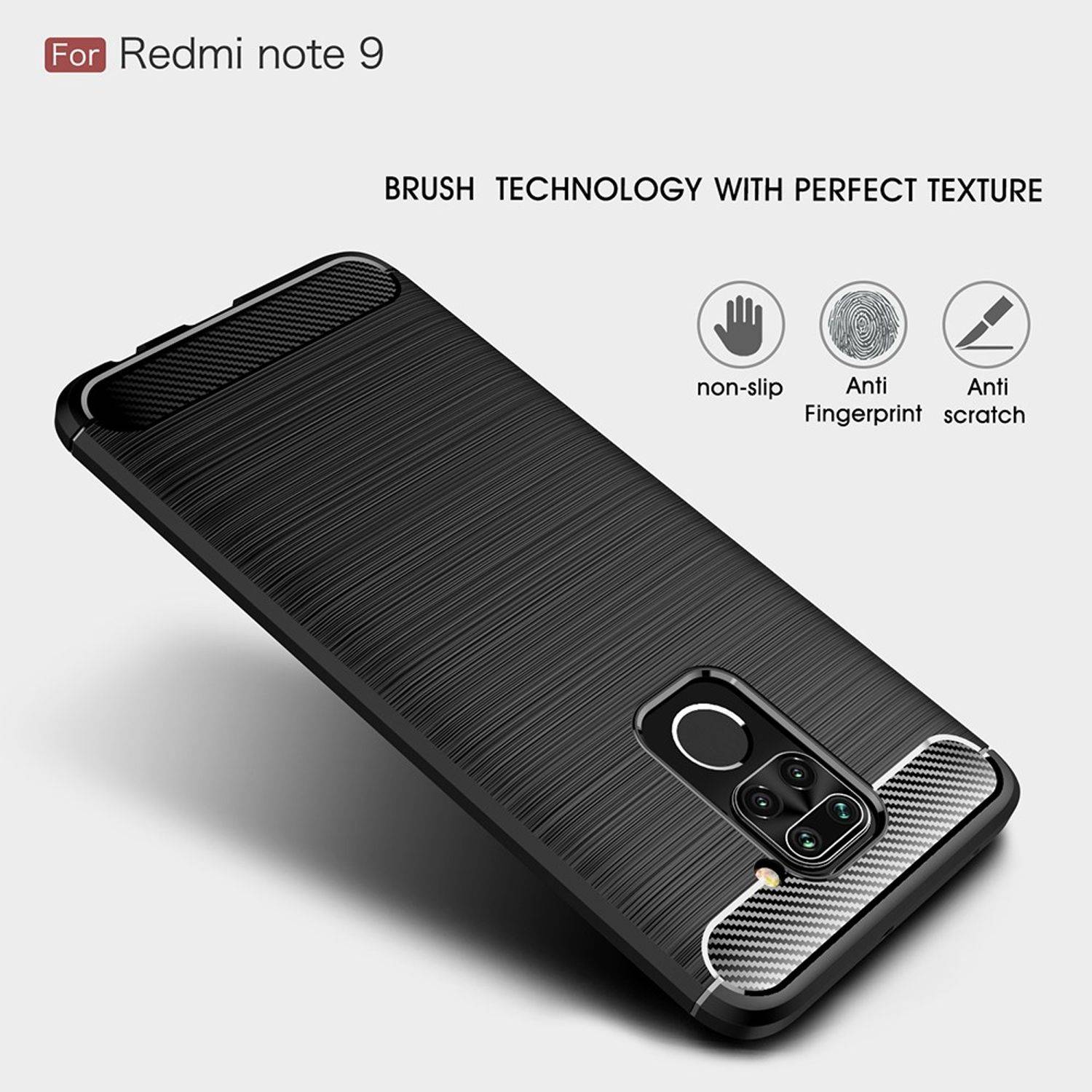 Xiaomi Redmi Note 9 Handyhülle Carbon Optik Backcover Blau