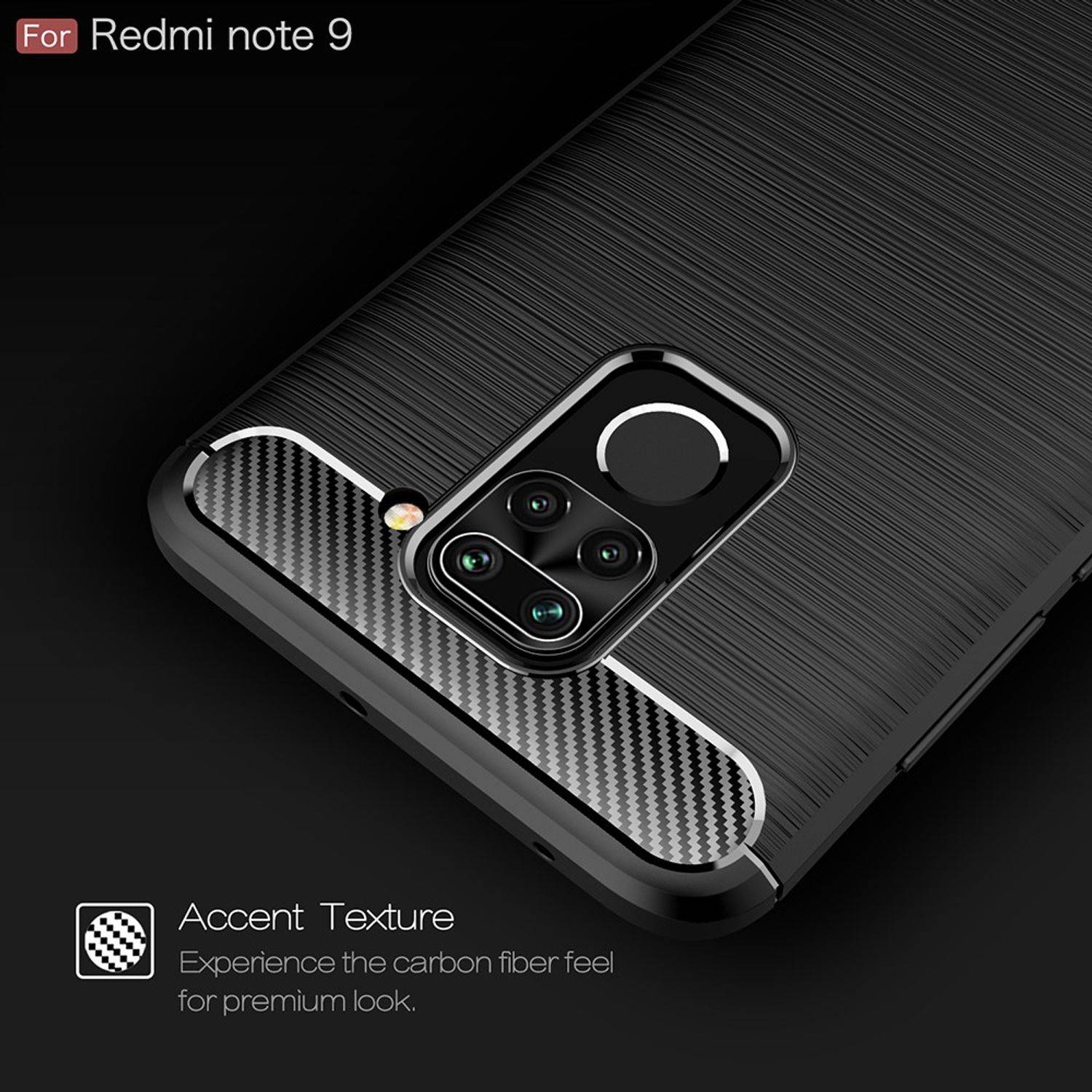 Xiaomi Redmi Note 9 Handyhülle Carbon Optik Backcover Blau