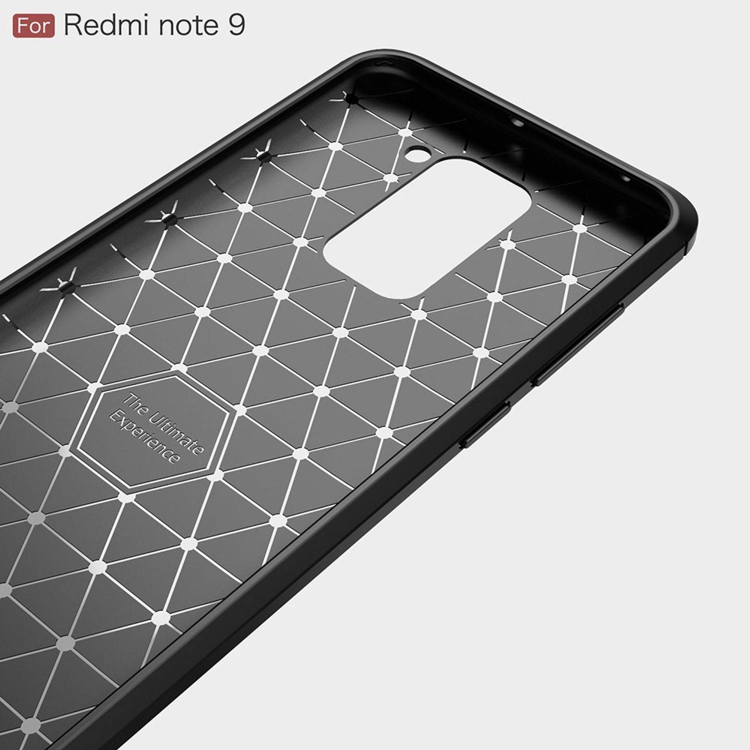 Xiaomi Redmi Note 9 Handyhülle Carbon Optik Backcover Blau