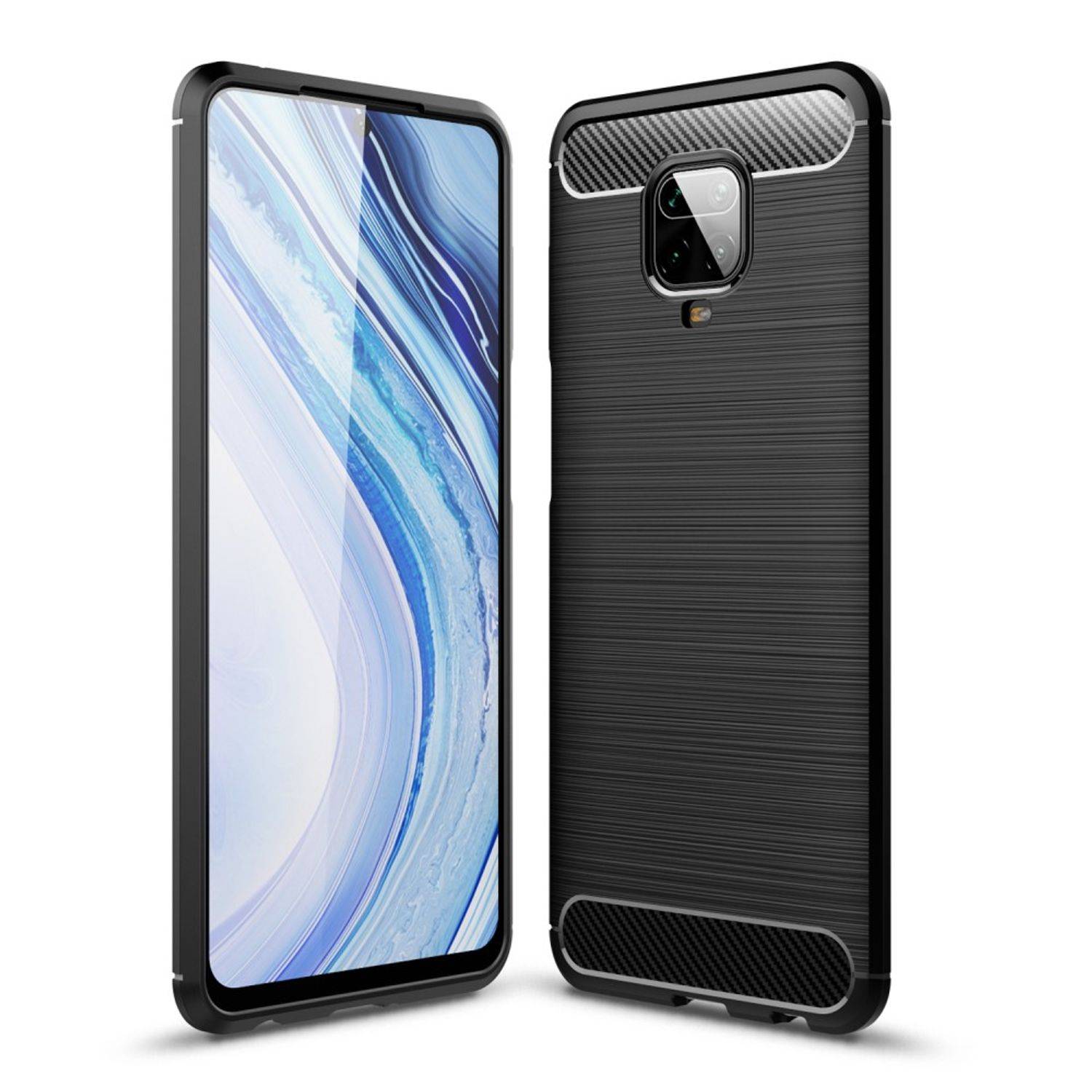 Xiaomi Redmi Note 9S Handyhülle Carbon Optik Backcover Grau