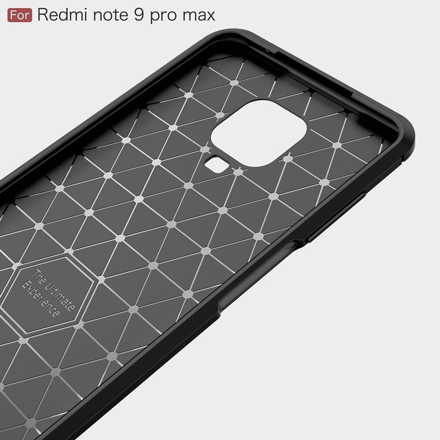 Xiaomi Redmi Note 9S Handyhülle Carbon Optik Backcover Grau