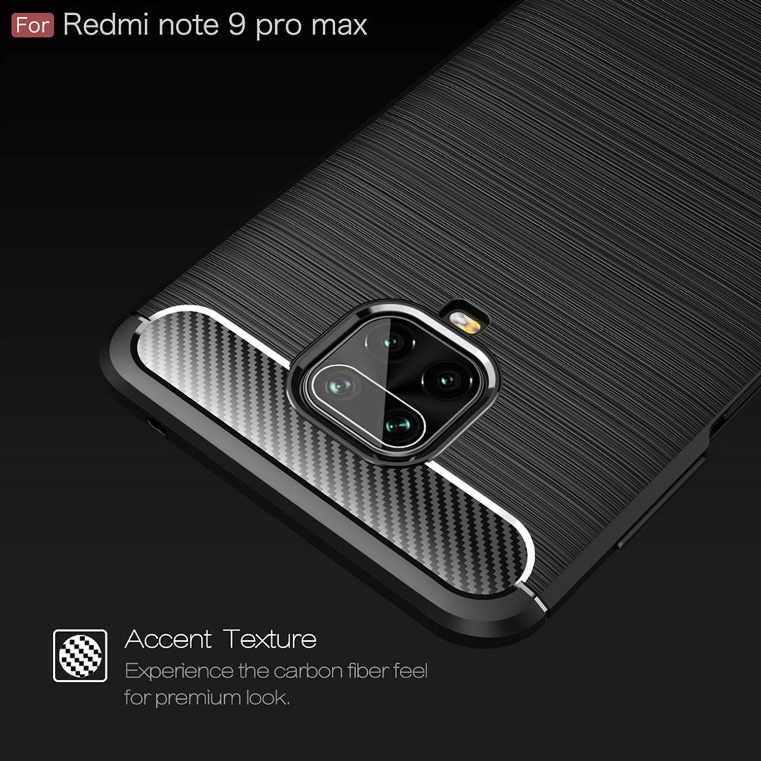 Xiaomi Redmi Note 9S Handyhülle Carbon Optik Backcover Grau