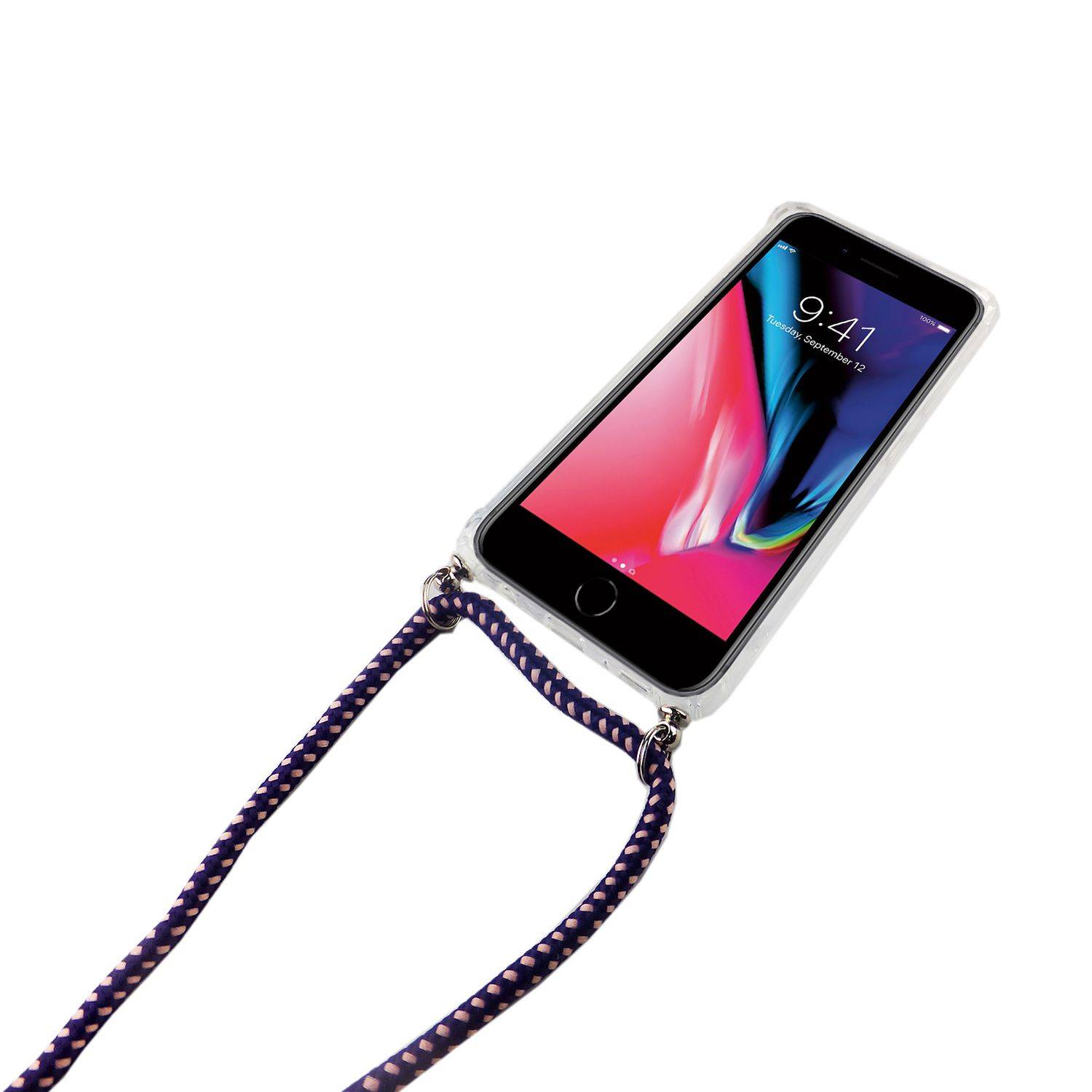 Apple iPhone 7 Plus / iPhone 8 Plus Handykette Handyhülle Umhängetasche Transparent