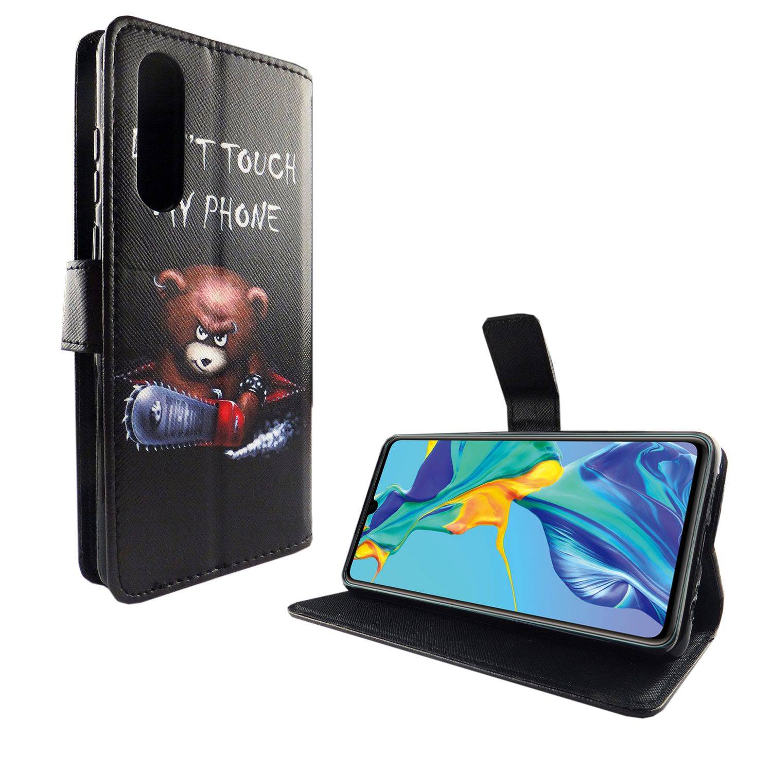 Huawei P30 Handyhülle Bookcover Schwarz