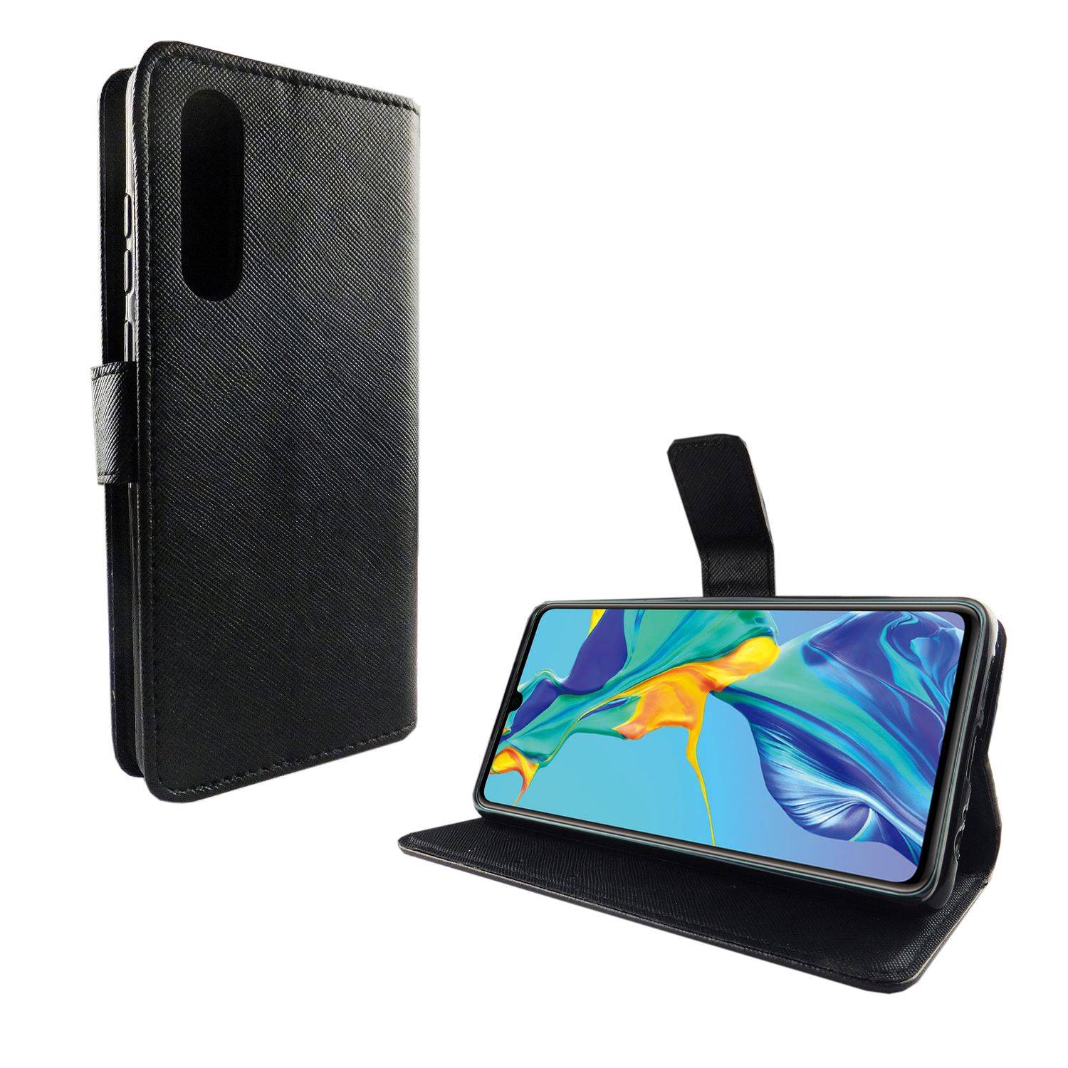 Huawei P30 Handyhülle Bookcover Schwarz