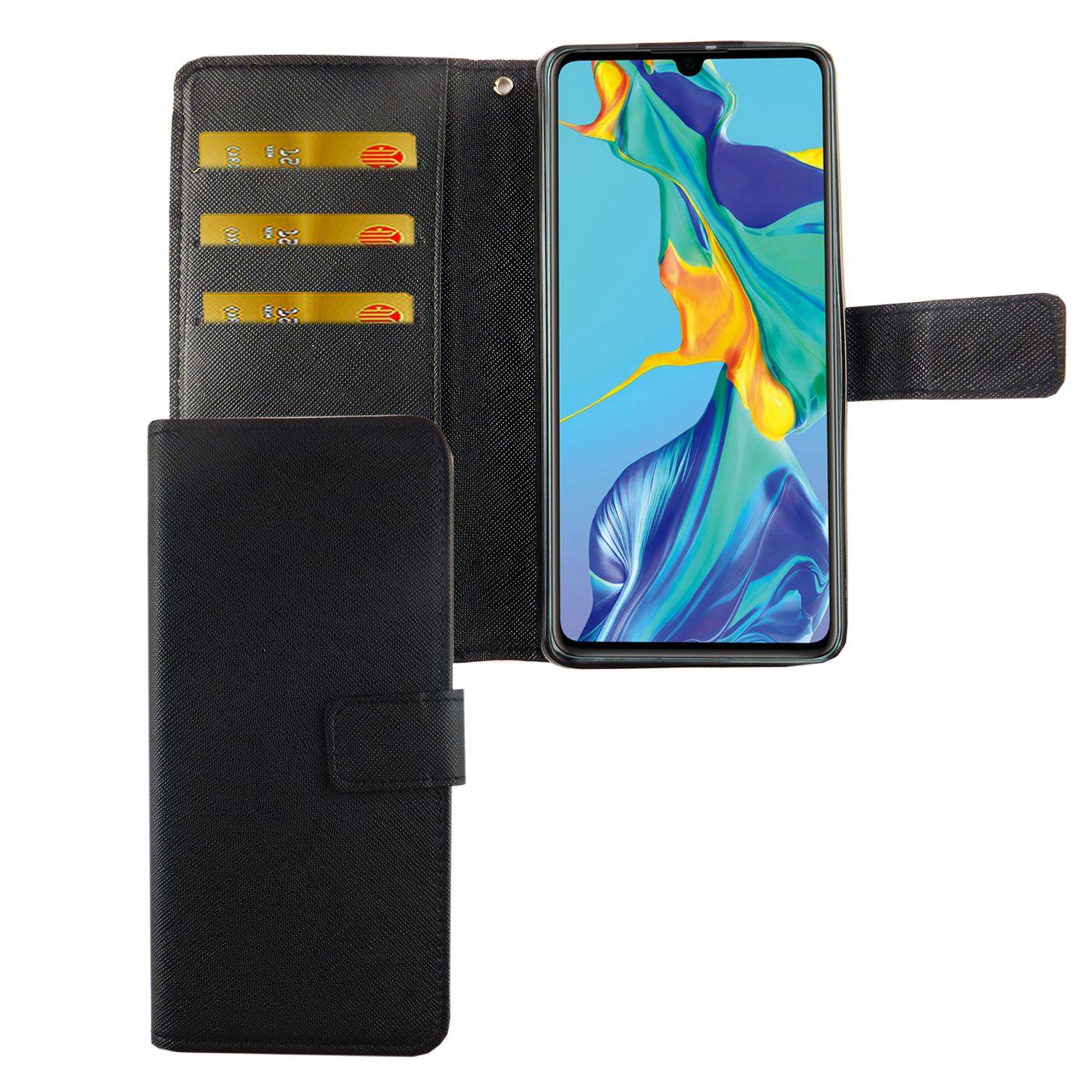 Huawei P30 Handyhülle Bookcover Schwarz
