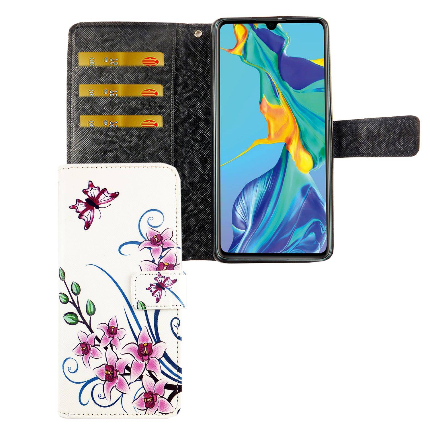 Huawei P30 Handyhülle Bookcover Weiß