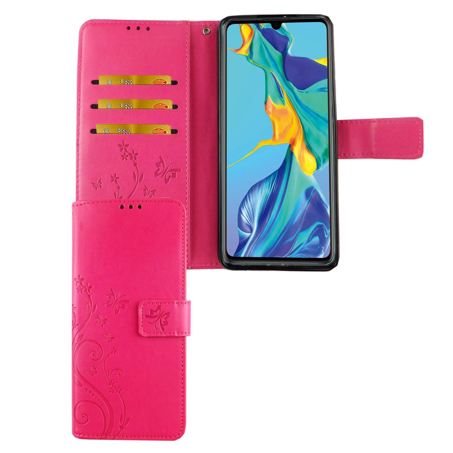Huawei P30 Handyhülle Bookcover Rosa