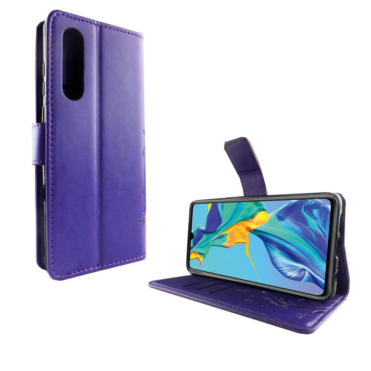 Huawei P30 Handyhülle Bookcover Violett