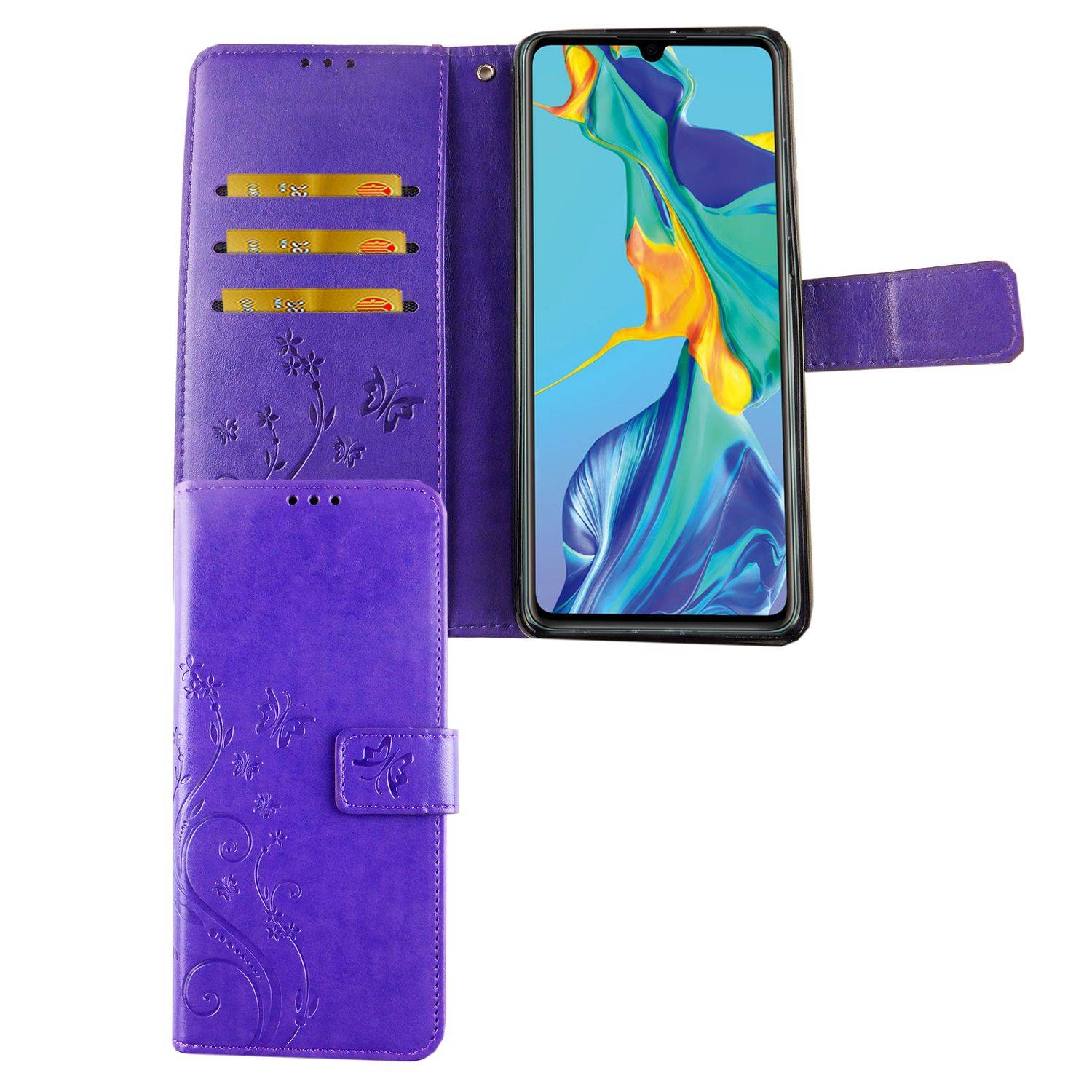 Huawei P30 Handyhülle Bookcover Violett