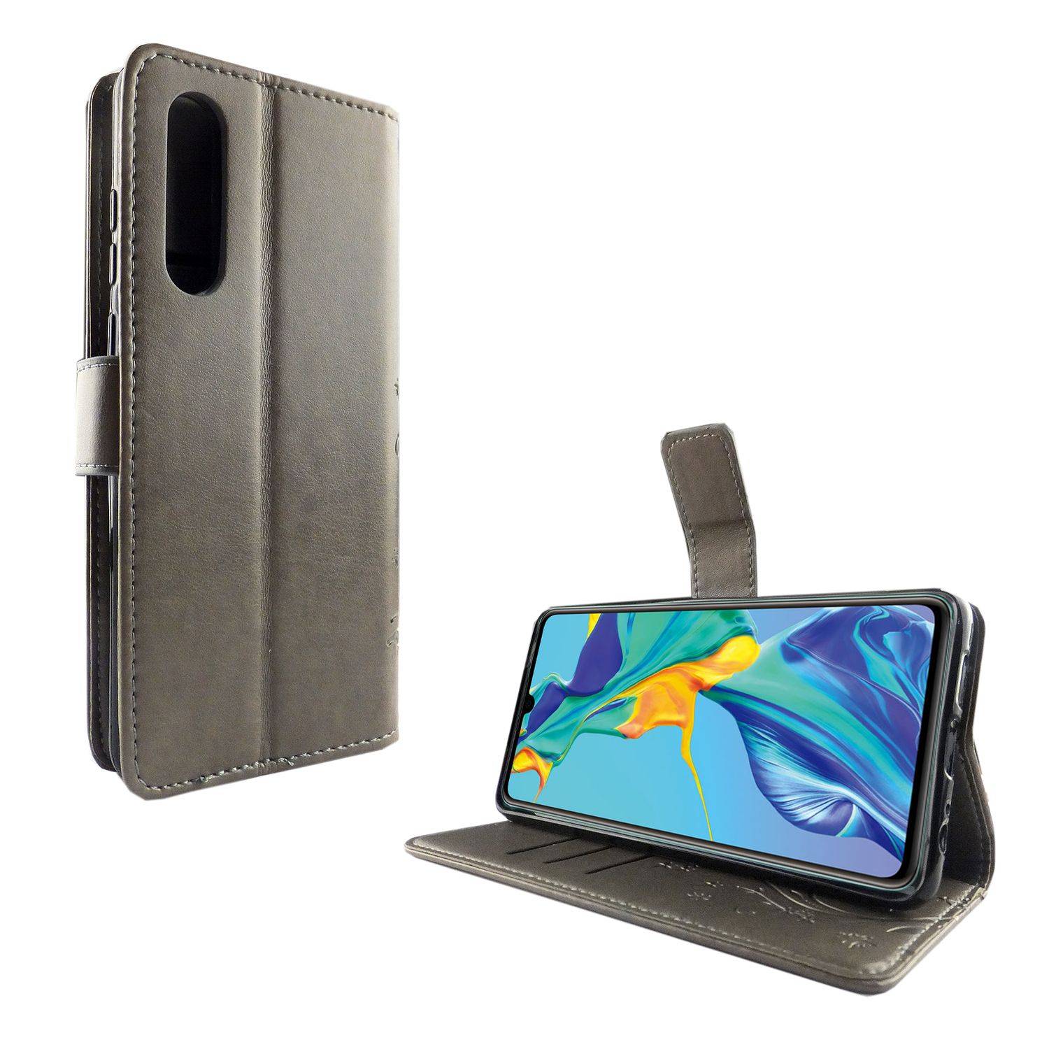 Huawei P30 Handyhülle Bookcover Grau