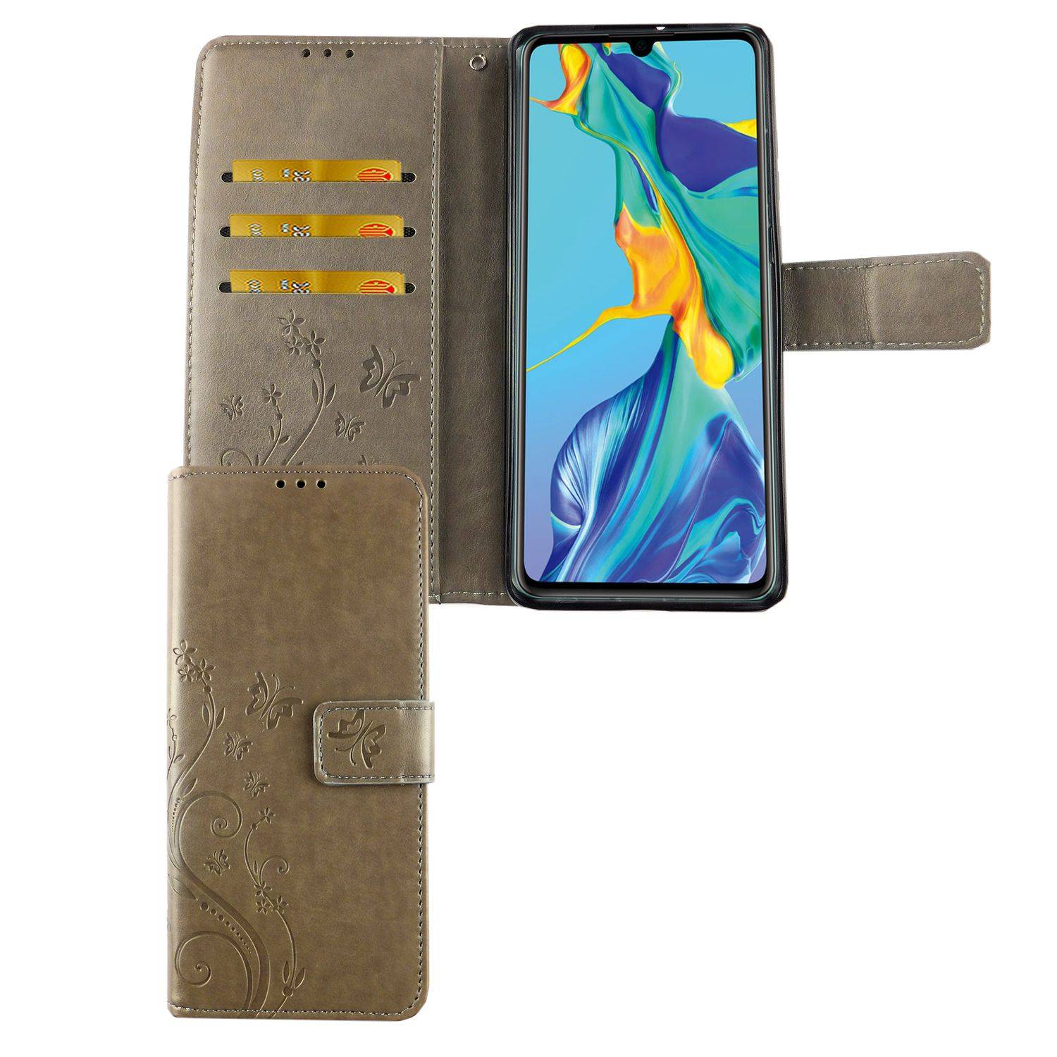 Huawei P30 Handyhülle Bookcover Grau