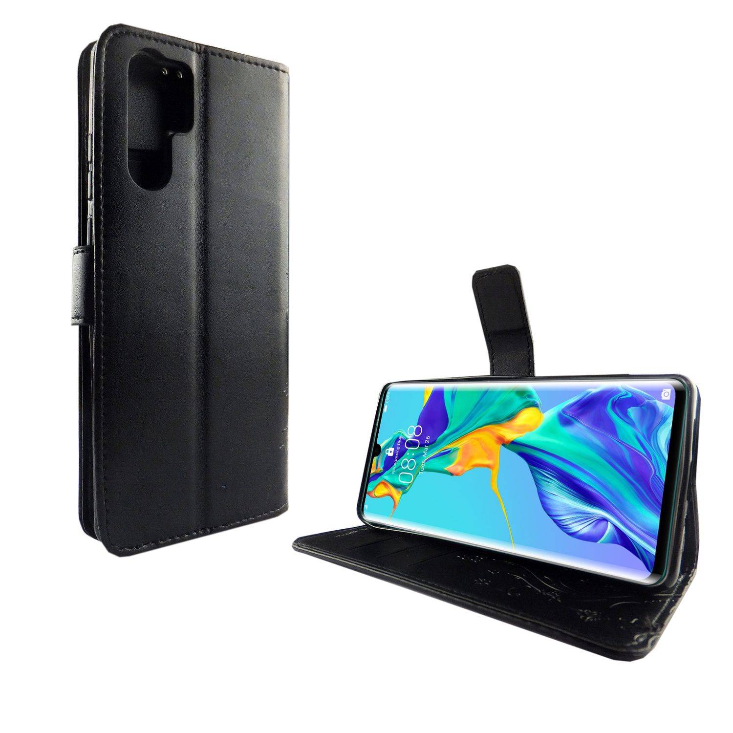 Huawei P30 Pro Handyhülle Bookcover Schwarz