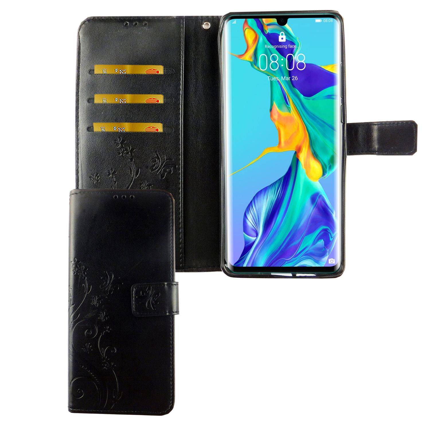 Huawei P30 Pro Handyhülle Bookcover Schwarz