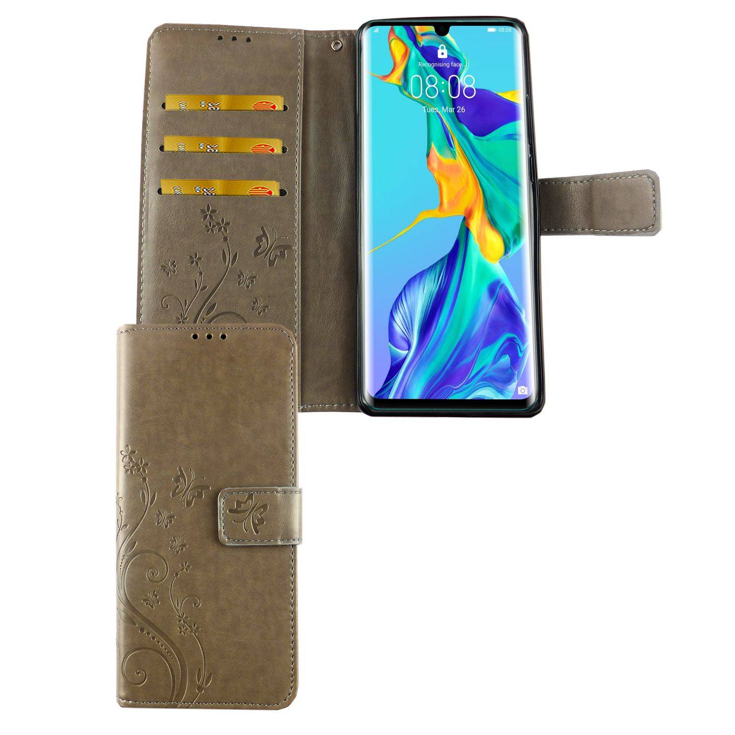 Huawei P30 Pro Handyhülle Bookcover Grau