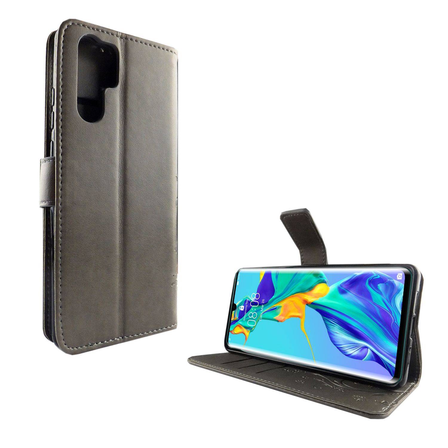 Huawei P30 Pro Handyhülle Bookcover Grau