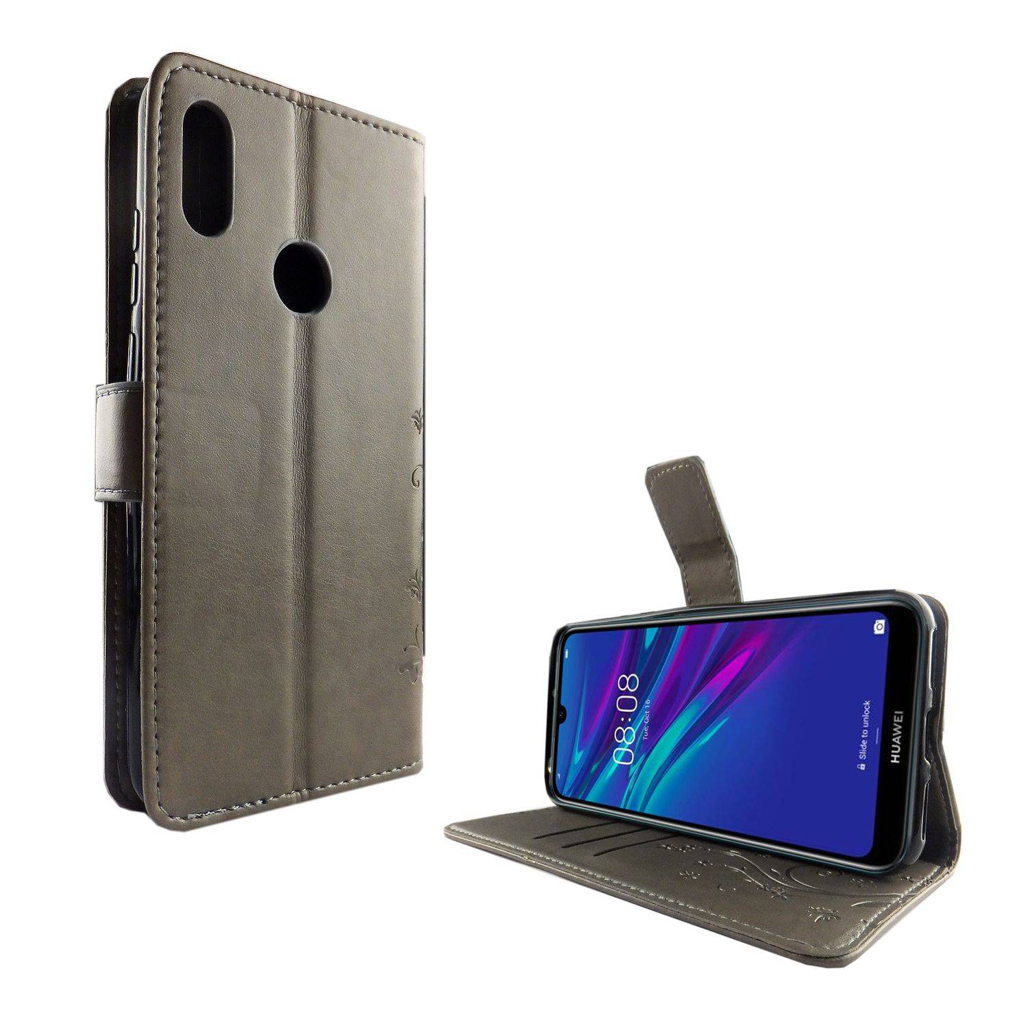 Huawei Y6 (2019) Handyhülle Bookcover Grau