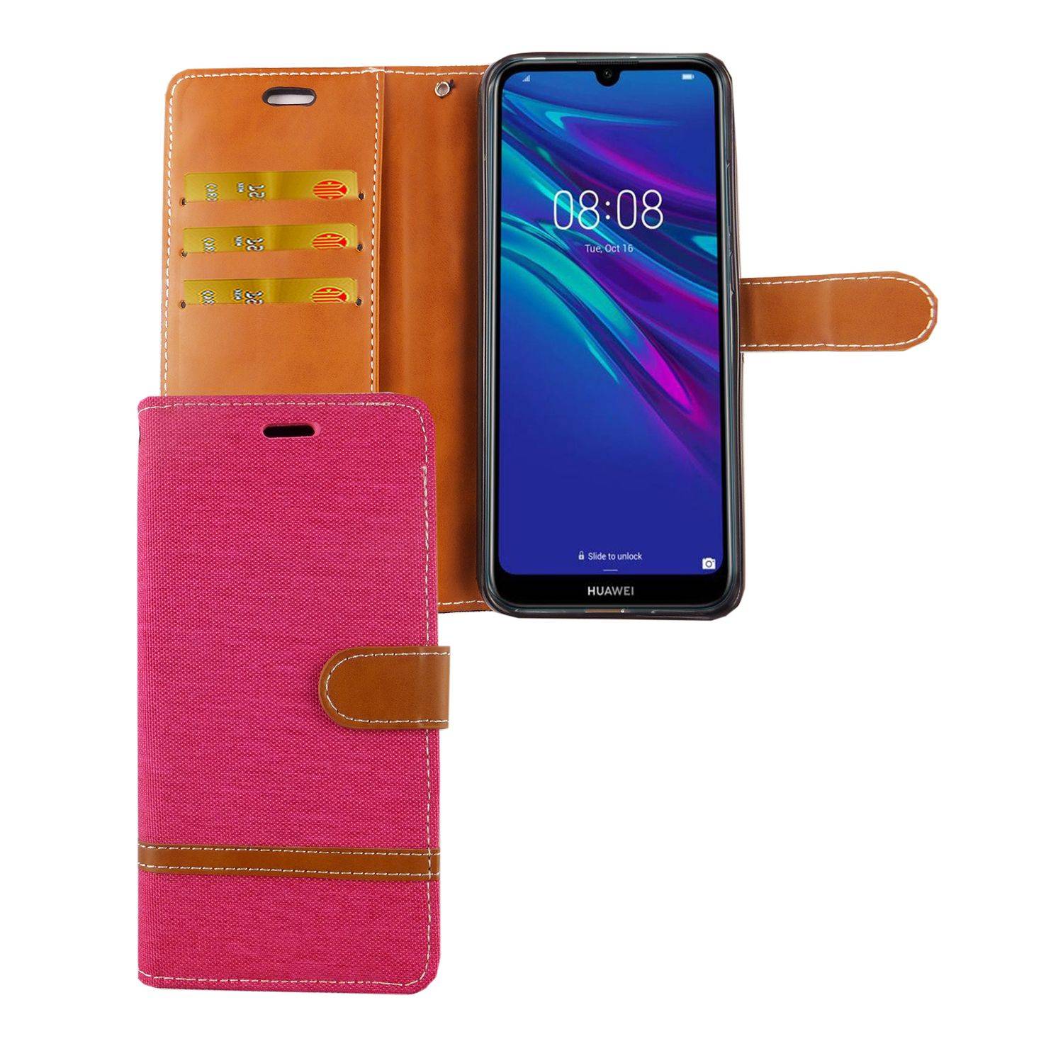 Huawei Y6 (2019) Handyhülle Bookcover Rosa