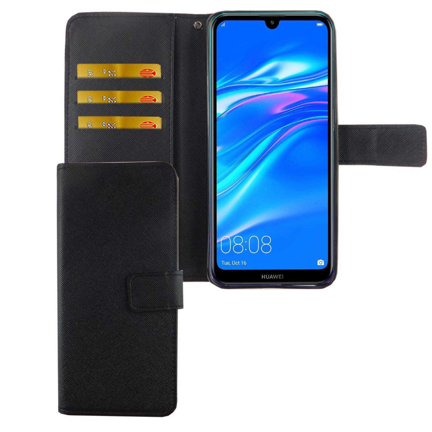 Huawei Y7 (2019) Handyhülle Bookcover Schwarz